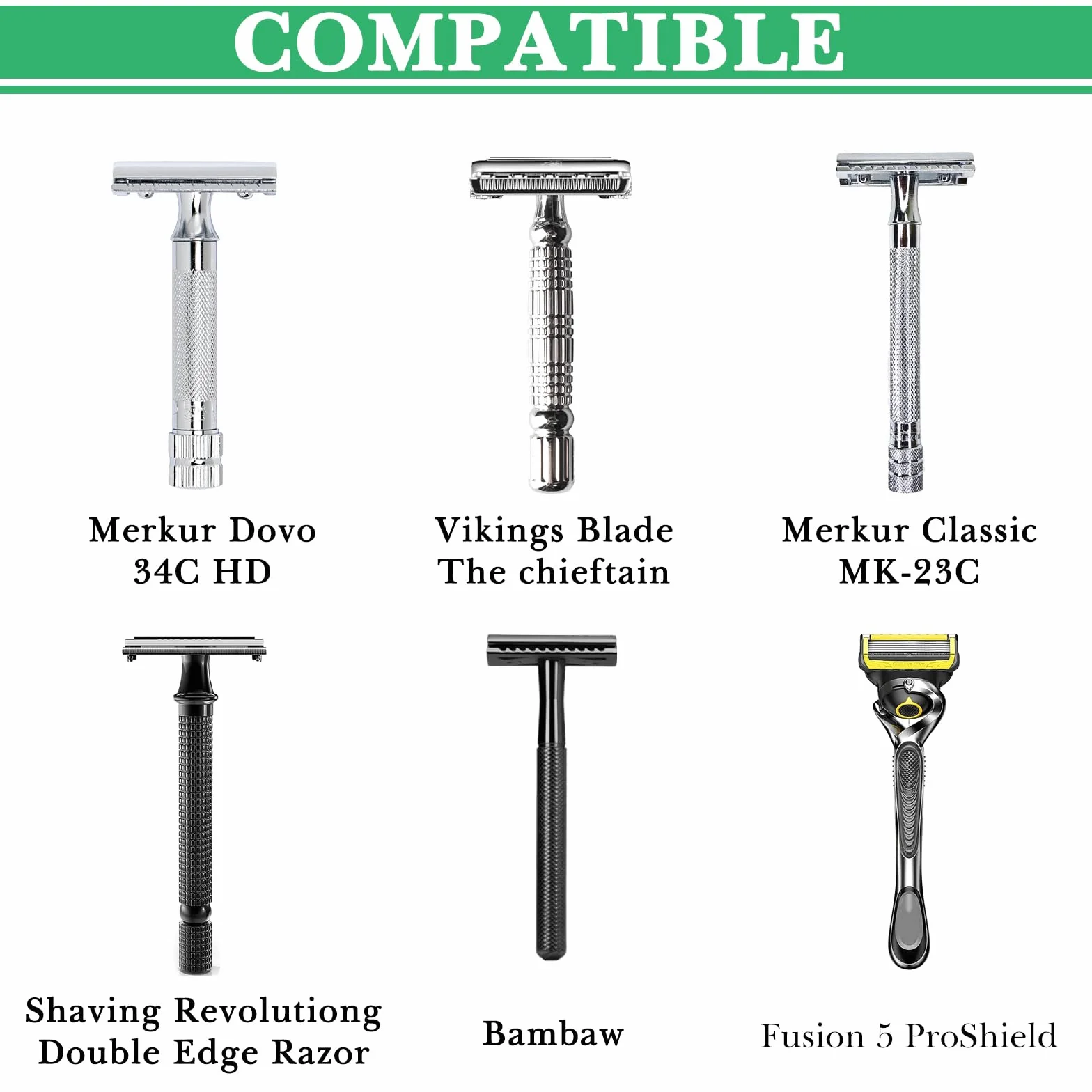 Linkidea Supporto per pennello da barba doccia, porta rasoio di sicurezza, compatibile con i rasoi Vikings Blade Chieftain ed Emperor Augustus (nichel spazzolato)