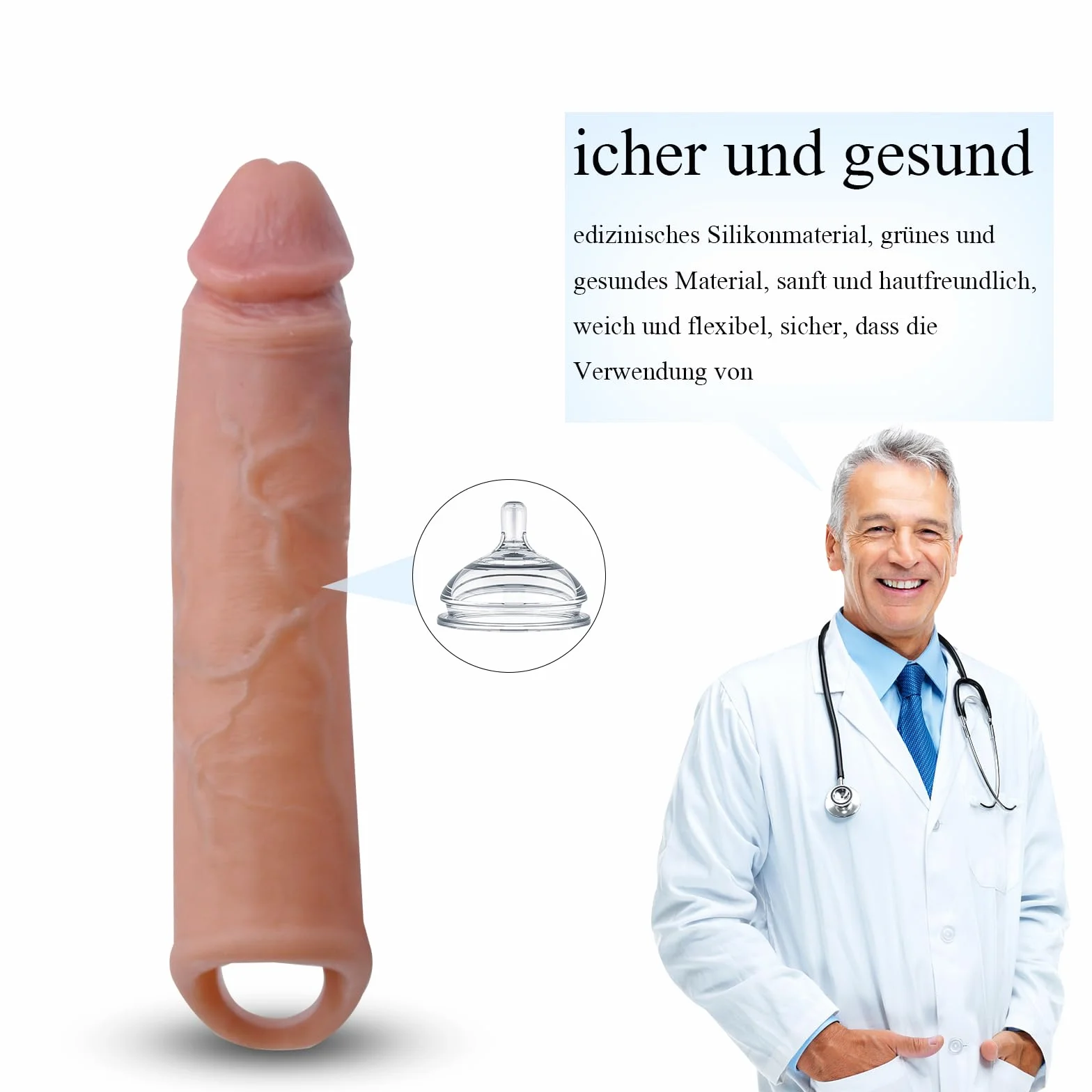 BDSMAGE manicotto per pene per estensione del pene, manicotto per pene da 21 cm in silicone giocattolo erotico per uomini polsini per pene set di giocattoli sessuali per uomini