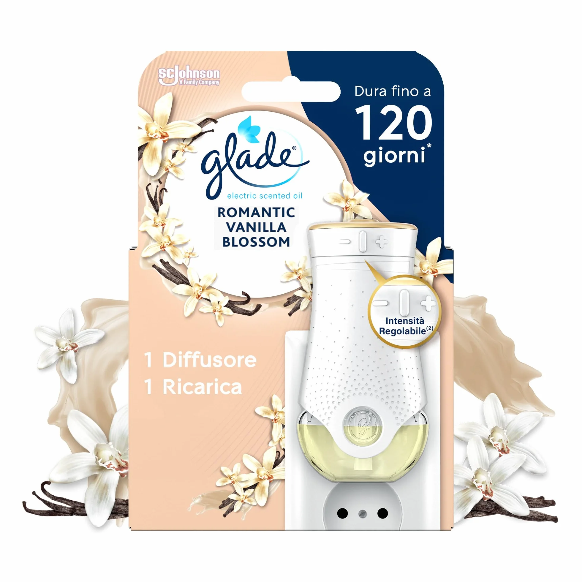 Glade Profumatore per Ambienti Oli Essenziali Romantic Vanilla Blossom Diffusore Elettrico 20 ml