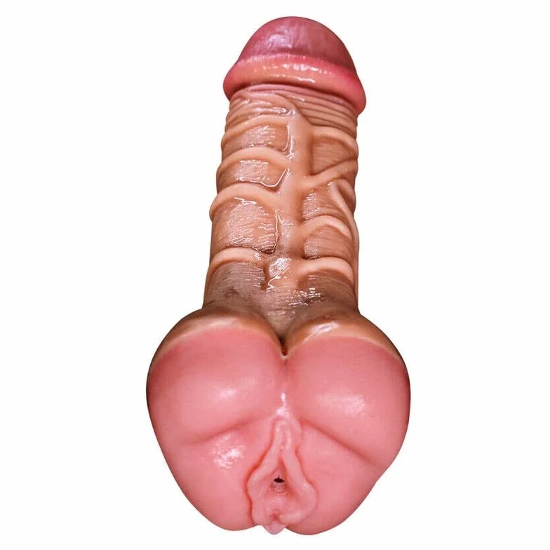 BeHorny Manica del pene, estensore del pene, masturbatore e giocattolo sessuale doppio con pene realistico +