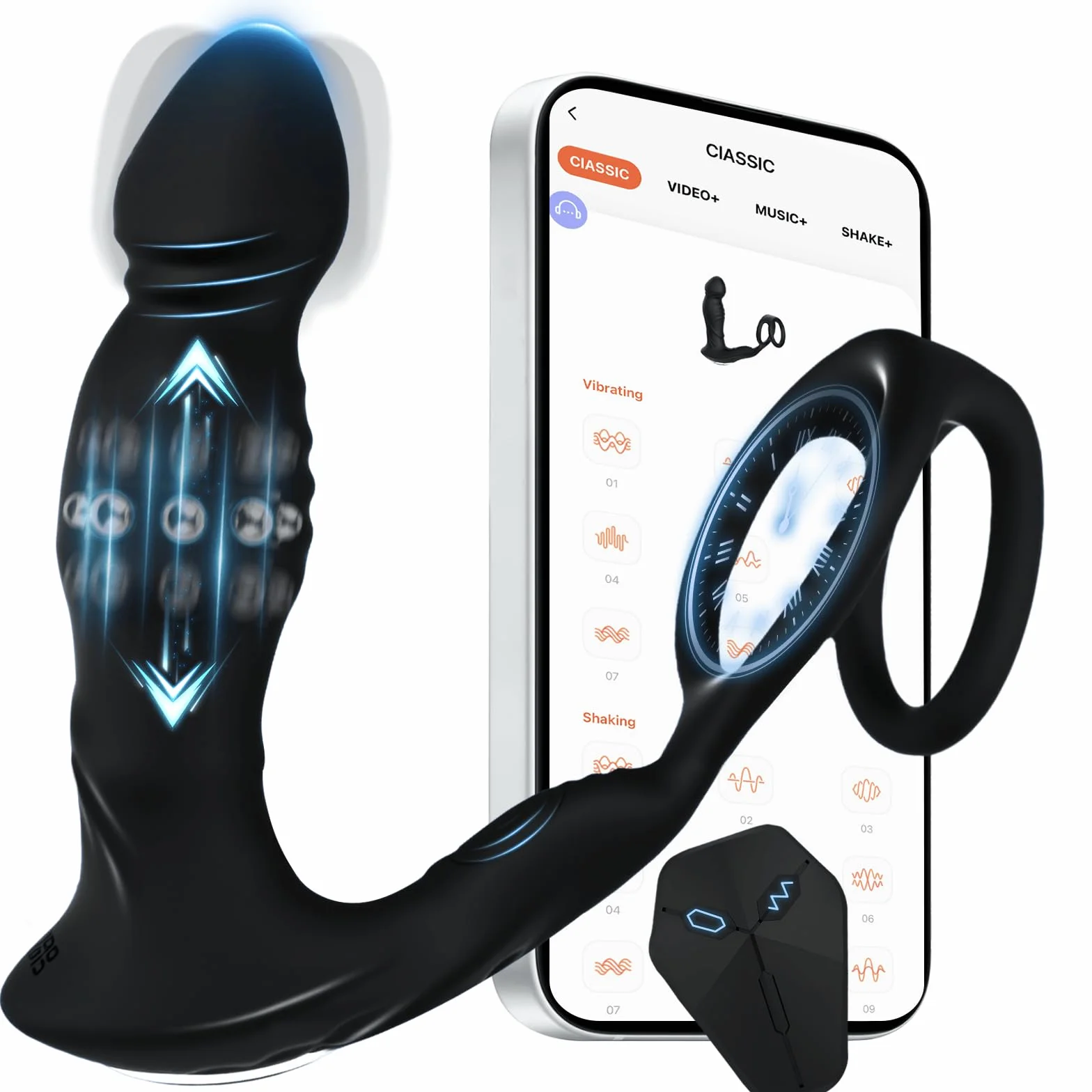 Vibratori Anali per Uomo Massaggiatore Prostatico con 9 Modalità Dildo Anale con Anello per Pene Stimolatore Prostata in Silicone Plug Anale Vibratore Uomo Coppie Sex Toys Dilatatore APP & Telecomando