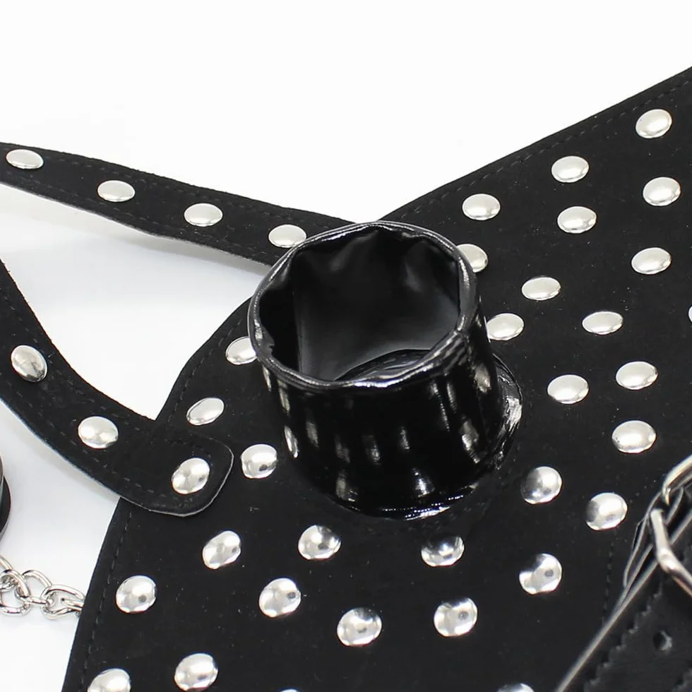 Maschera Fetish Pissgag con Imbuto & Tappo – Bavaglio regolabile in ecopelle per BDSM
