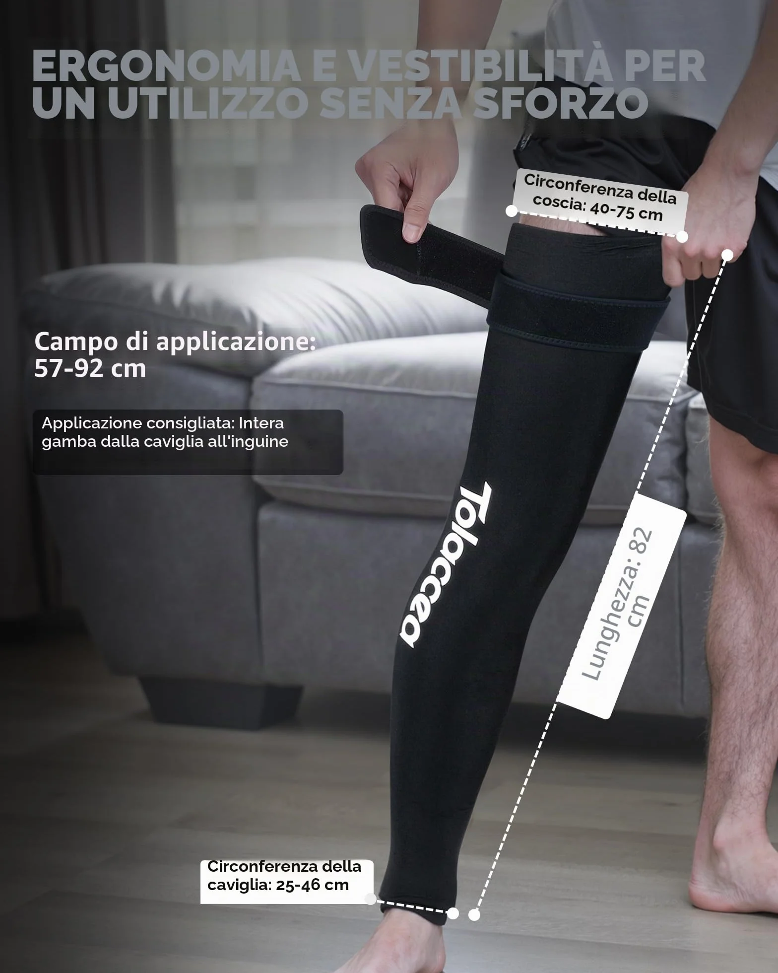 Tolaccea Impacco Ghiaccio per Gamba Intera con Copertura 360° – Fascia con Gel Riutilizzabile per Sollievo dal Dolore e Recupero Muscolare – per Piede, Polpaccio, Coscia, Ginocchio e Tibia(L)