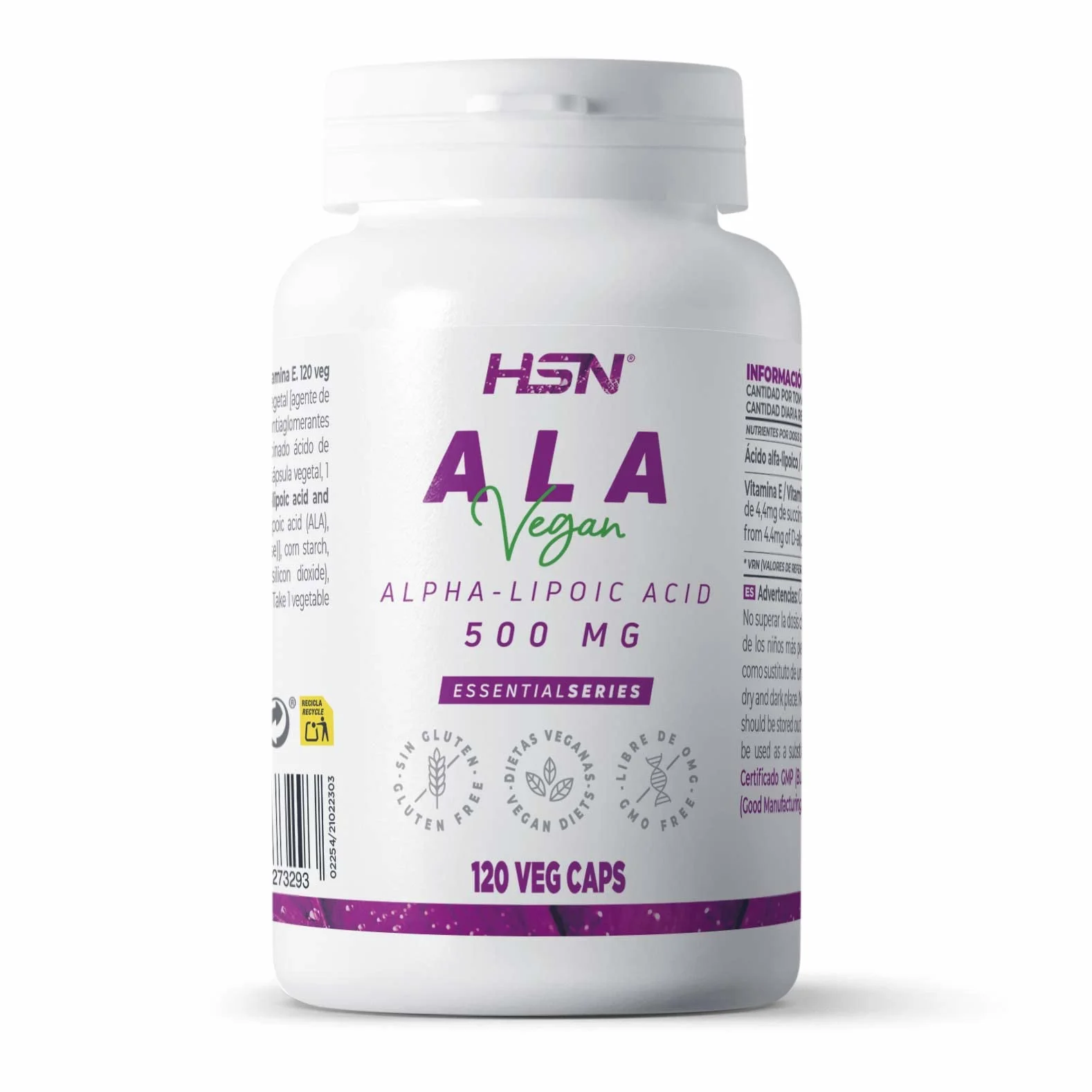 ALA 500 mg Acido Tiottico 120 Capsule Vegetali con Vitamina E Naturale