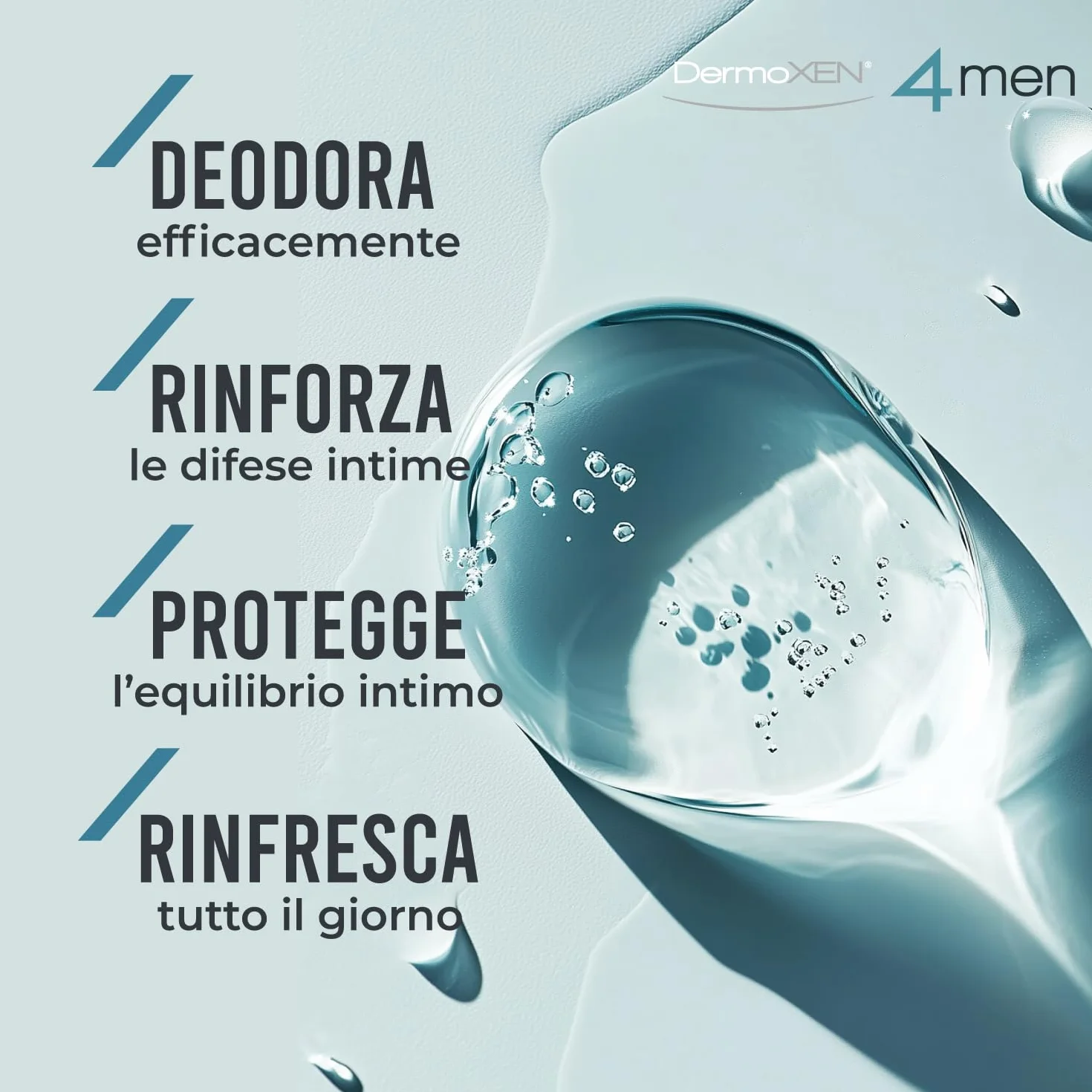 DERMOXEN Detergente Intimo Uomo Antibatterico 125ml Antiodore Rinfrescante Mentolo Fibre Prebiotiche Ph Fisiologico Igiene Intima Maschile