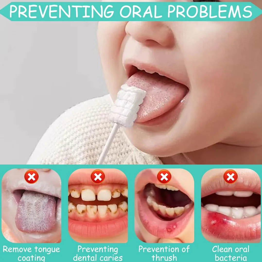30 Pezzi Pulisci Lingua, Spazzolino Monouso Sterilizzati per Bambini, Baby Mouth Cleaner, Spazzolino da Denti Portatile per Bambini, Spazzolino per Dentini con Setole Morbide