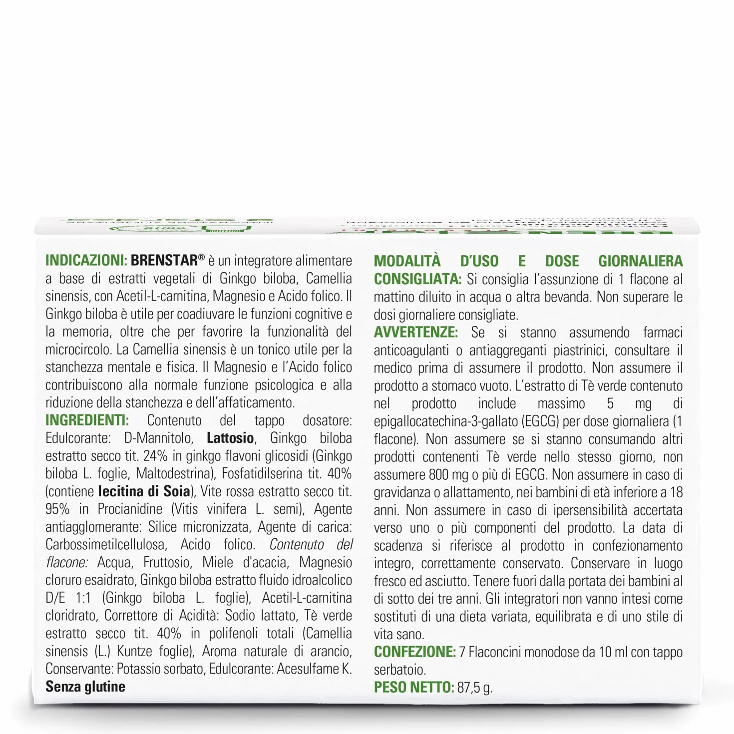 Ginkgo Biloba | Integratore per Memoria e Concentrazione | Integratore naturale stanchezza metale e fisica | Ginkgo Biloba da Bere | 7 flaconcini facile utilizzo | STARDEA Brenstar