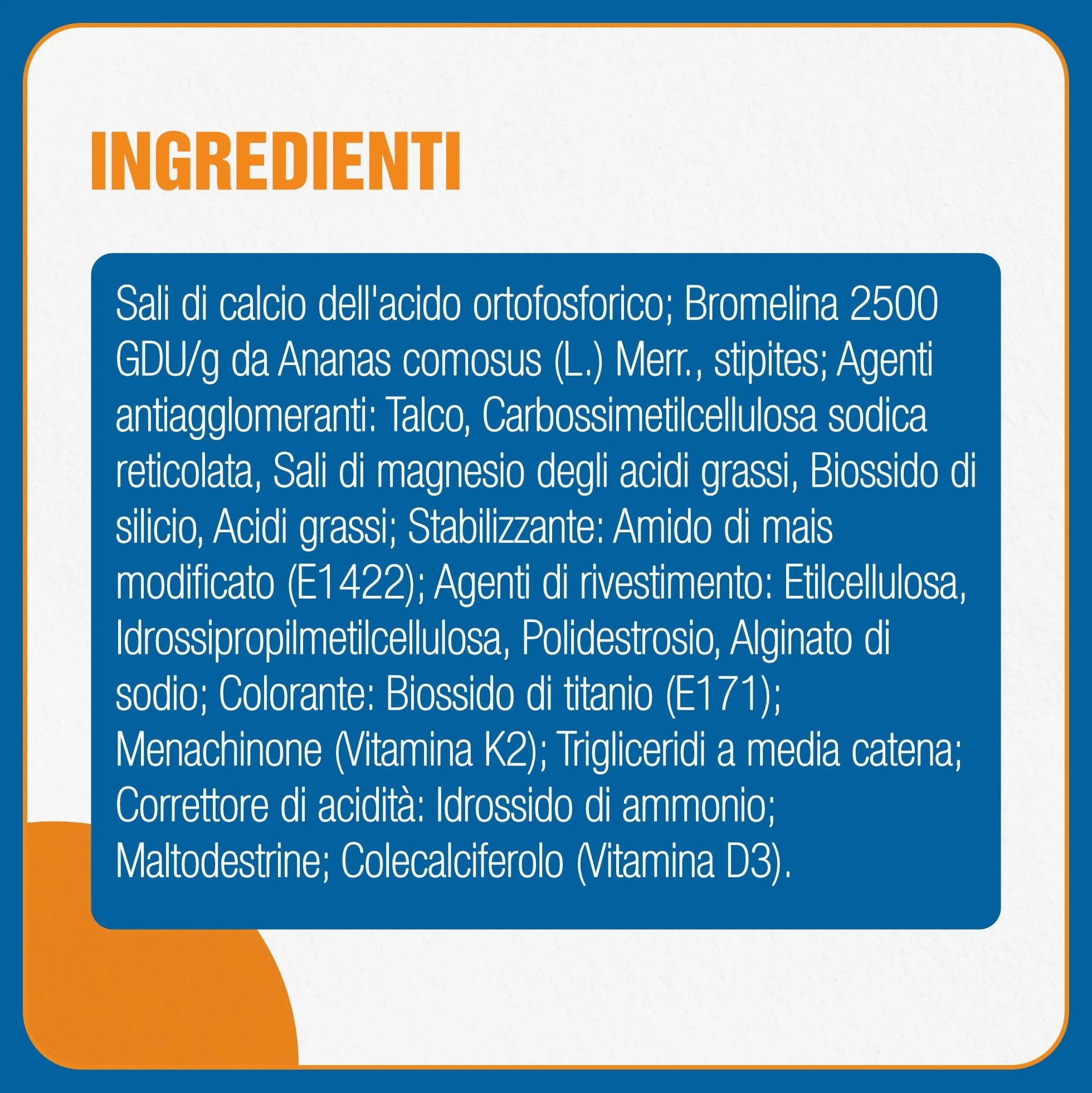 Fortilase Orto, 20 Compresse, Integratore Alimentare di Bromelina, Vitamina D3, Vitamina K2 e Calcio, Supporta il Sistema Osseo e Articolare