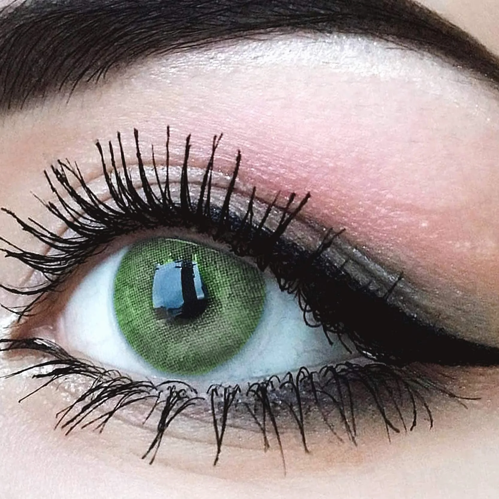 GLAMLENS Lenti a Contatto Colorate Verde Mensili Silicone Idrogel Naturali 2 Pezzi DIA 14,00 mm 0.00 Diottrie