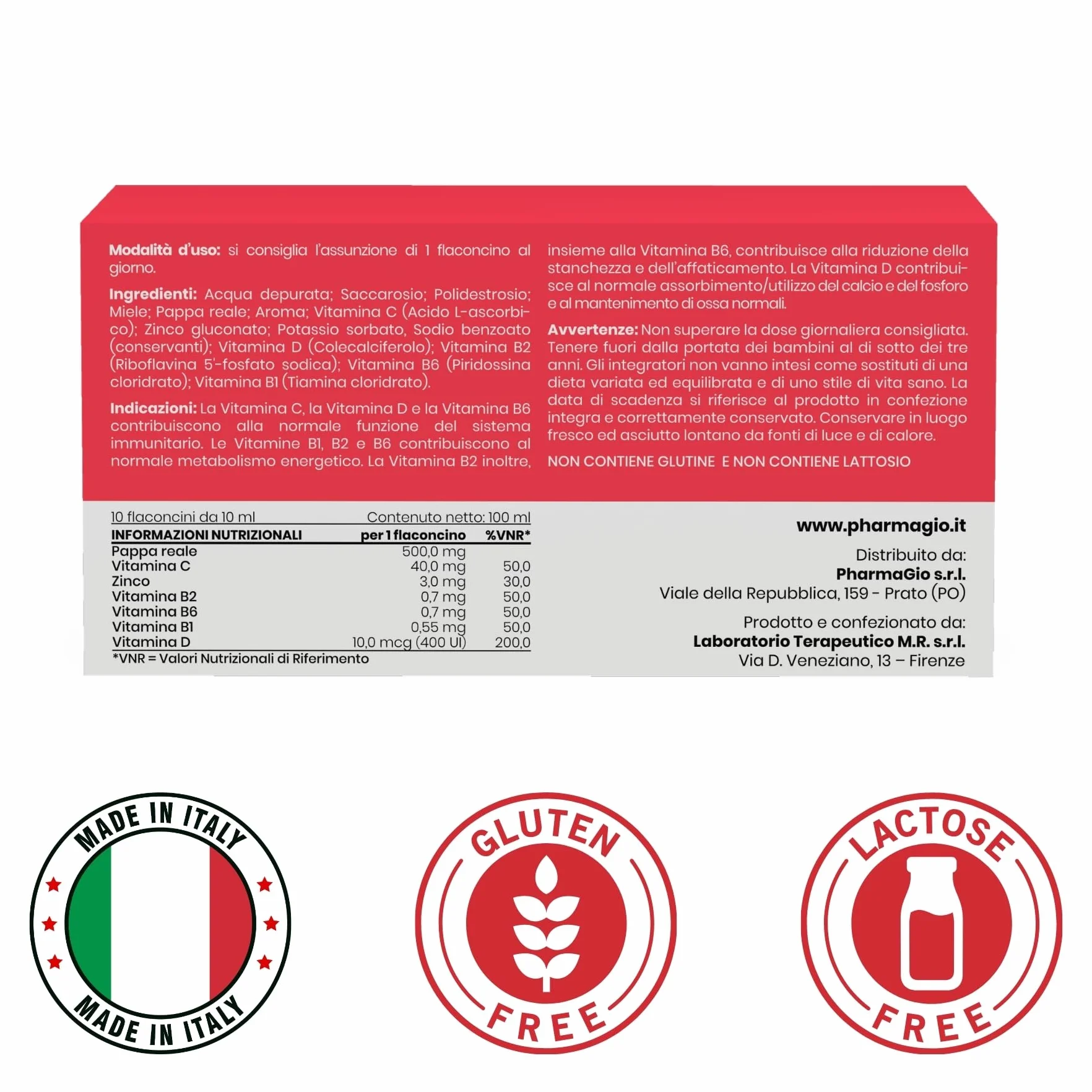 ENERGIA Integratore Stanchezza per Bambini e Adulti - Pappa Reale e Vitamina C - Concentrazione - 10 Flaconi da 10 ml