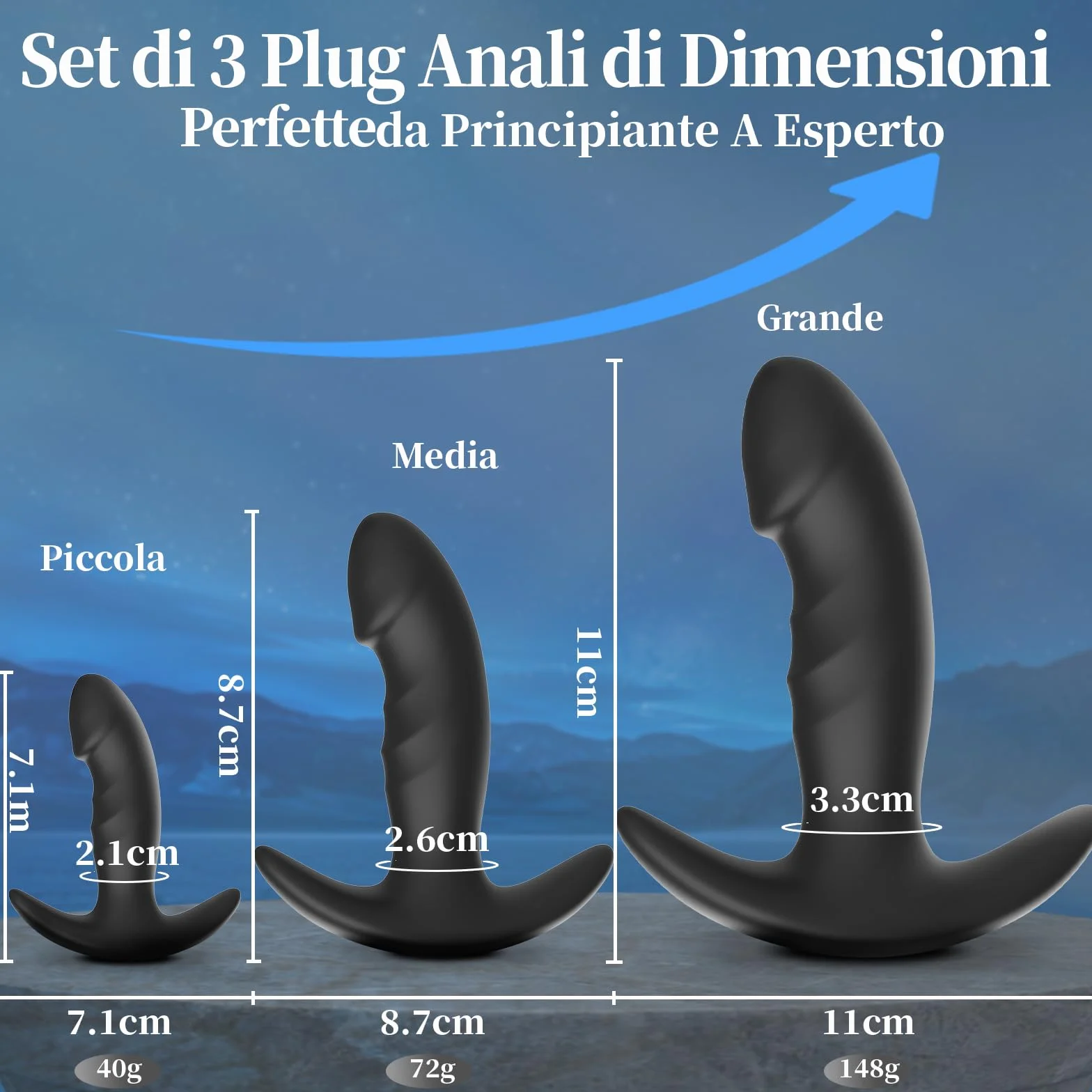 3PCS Plug Analesex Kit Sex Toys Plug Anale Dilatatore Donna Uomo Dildo Anale Dilatatore Ano Analesex Toy Sexytoysys Coppia Toys Sessuali Per Donne Silicone Butt Plug Anali Piccolo,Medio,Grande