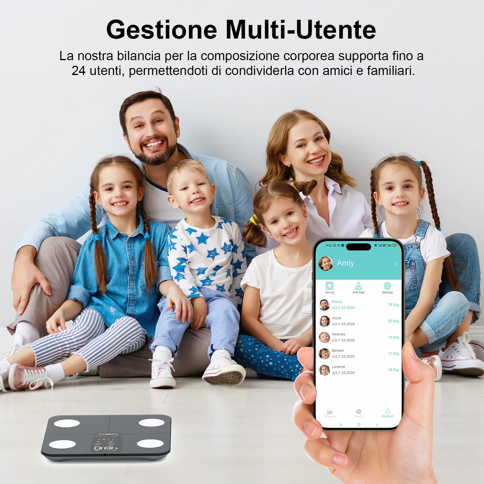 Bilancia Pesapersone Digitale Bluetooth di Precisione con BMI