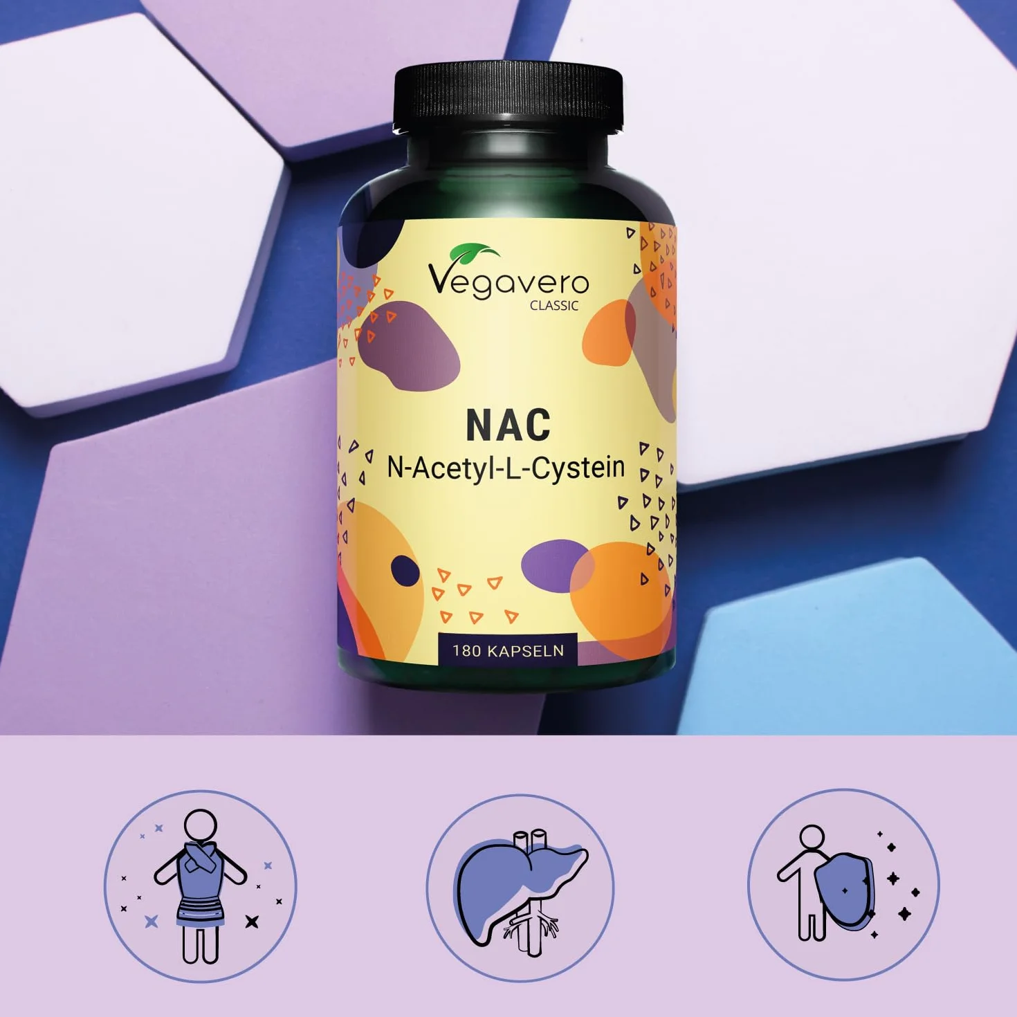NAC N-Acetil-Cisteina 600 mg | 180 capsule (6 Mesi) | Alto Dosaggio | 100% NATURALE da Mais | Precursore del Glutatione | SENZA ADDITIVI | Integratore N-Acetyl L-Cysteine | Vegan | Vegavero