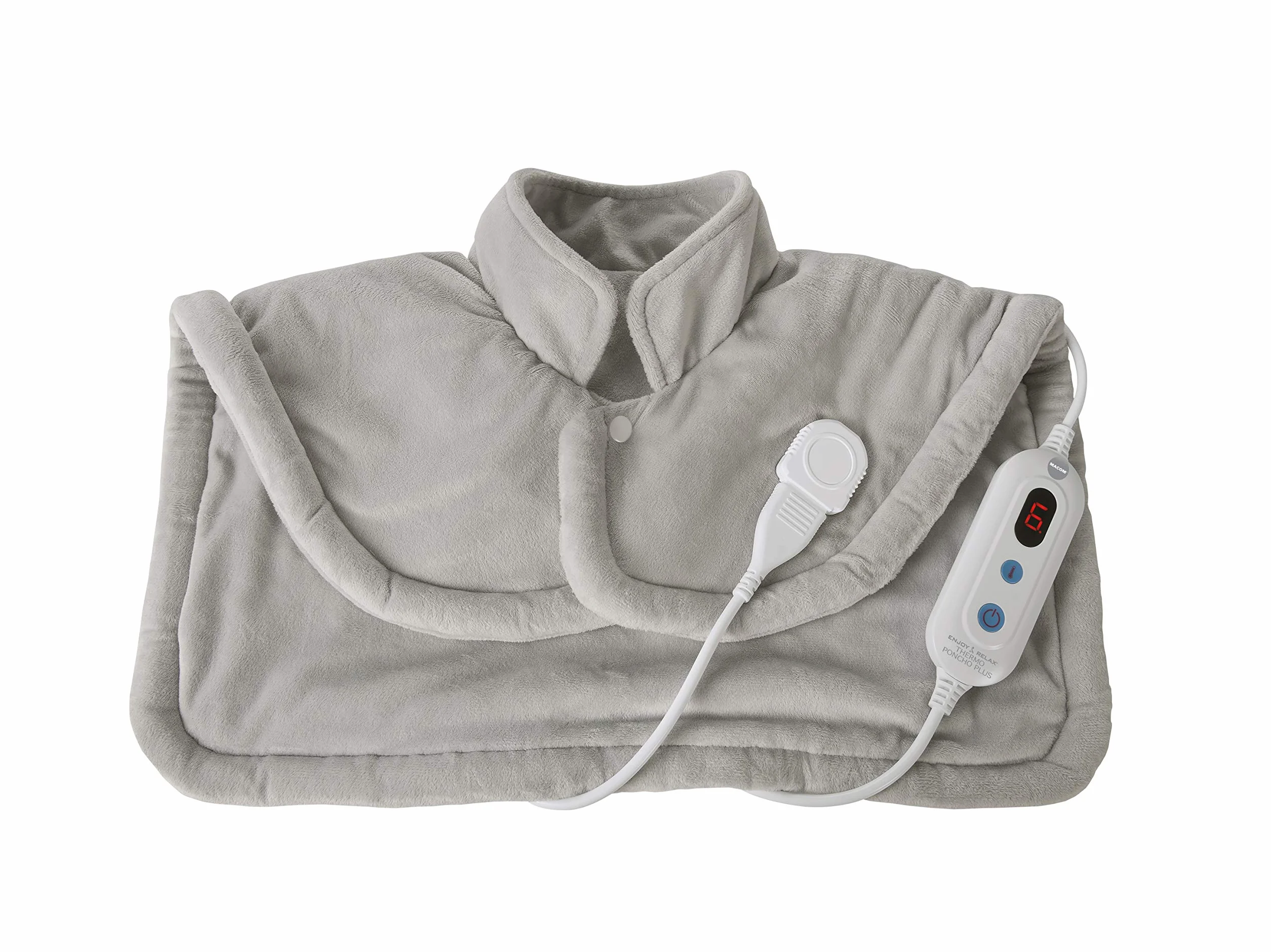 MACOM Termoforo Cervicale – Riscaldamento Ultrarapido con 6 Temperature, Tessuto Morbidissimo – Enjoy & Relax 935 Thermo Poncho Plus