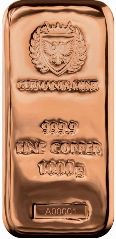 Germania Menta 1 kg / 1000 grammi 999,9 lingotti di rame in ghisa World of Coins