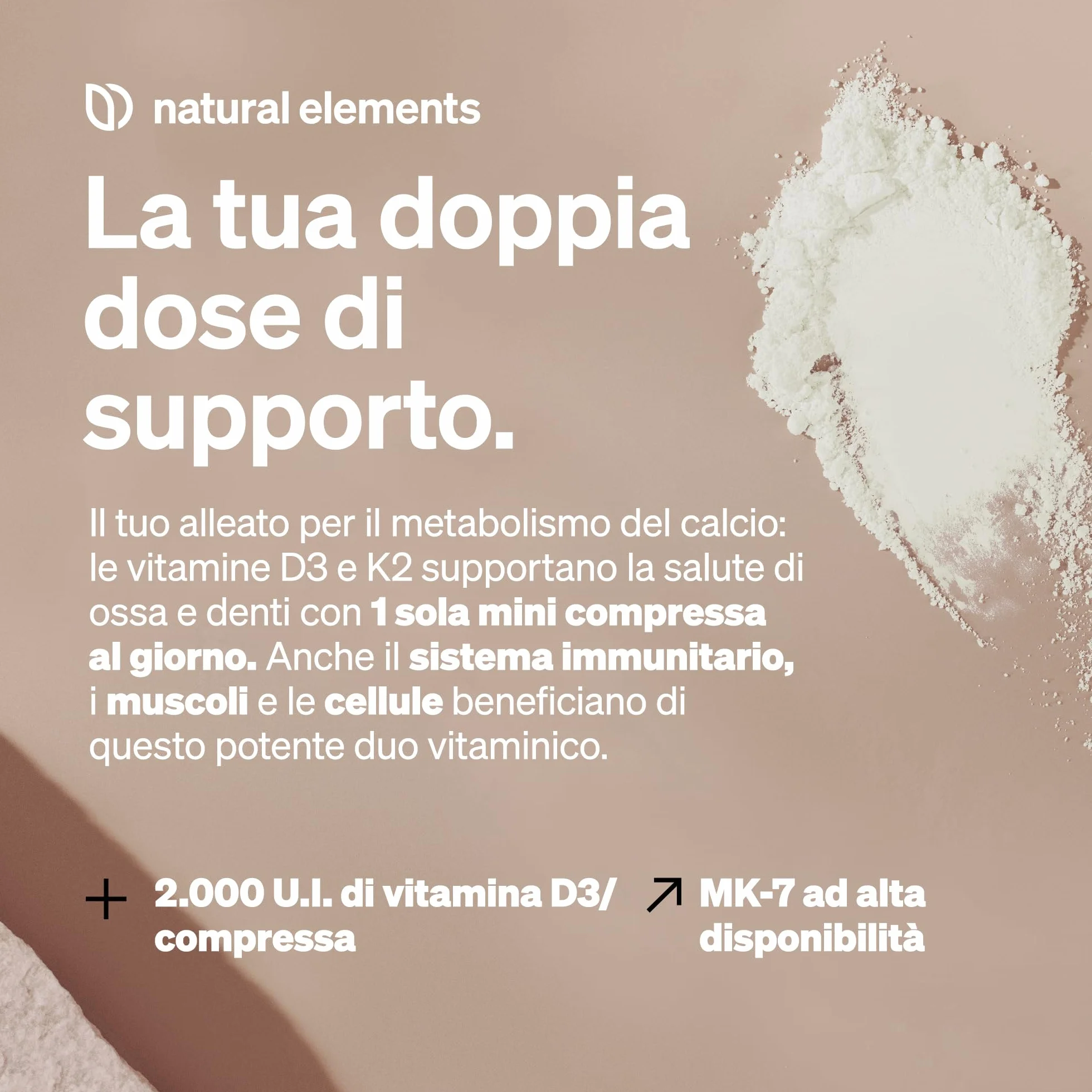 Vitamina D3 + K2 – MK-7 all-trans >99,7% e vitamina D3 2.000 U.I. – 240 compresse – ad alto dosaggio, elevata biodisponibilità – senza additivi inutili