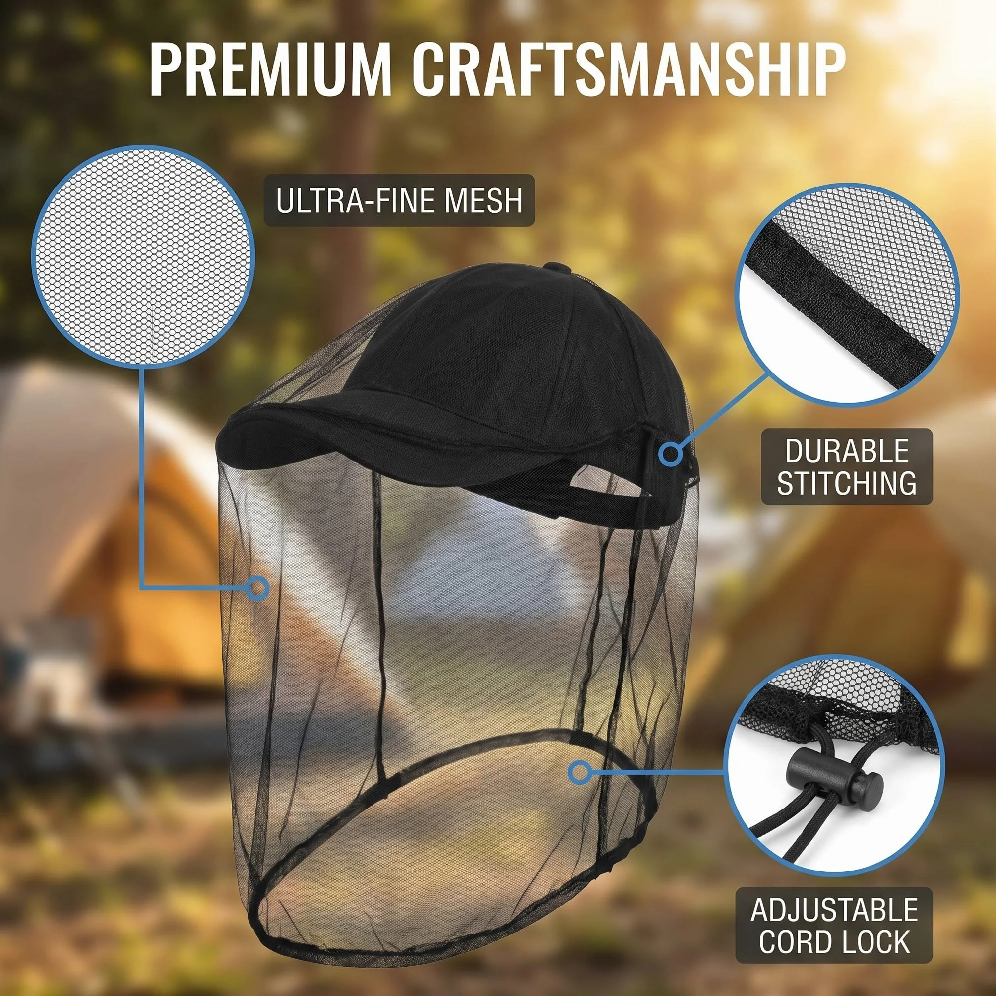 Cappello con Rete Antizanzare 46x46cm per Esterno Protezione Insetti Pesca Trekking Apicoltura Nero Rosa