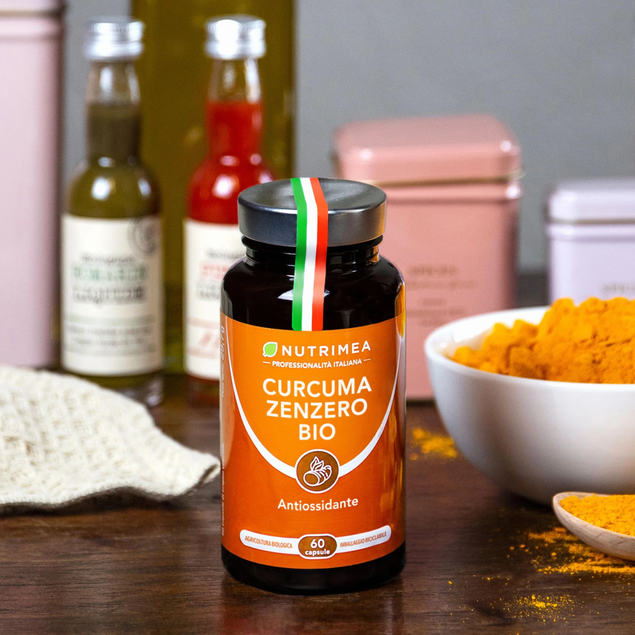 Curcuma Zenzero Biologico 100% Naturale Concentrato di Curcumina Antinfiammatorio Antiossidante Nutrimea