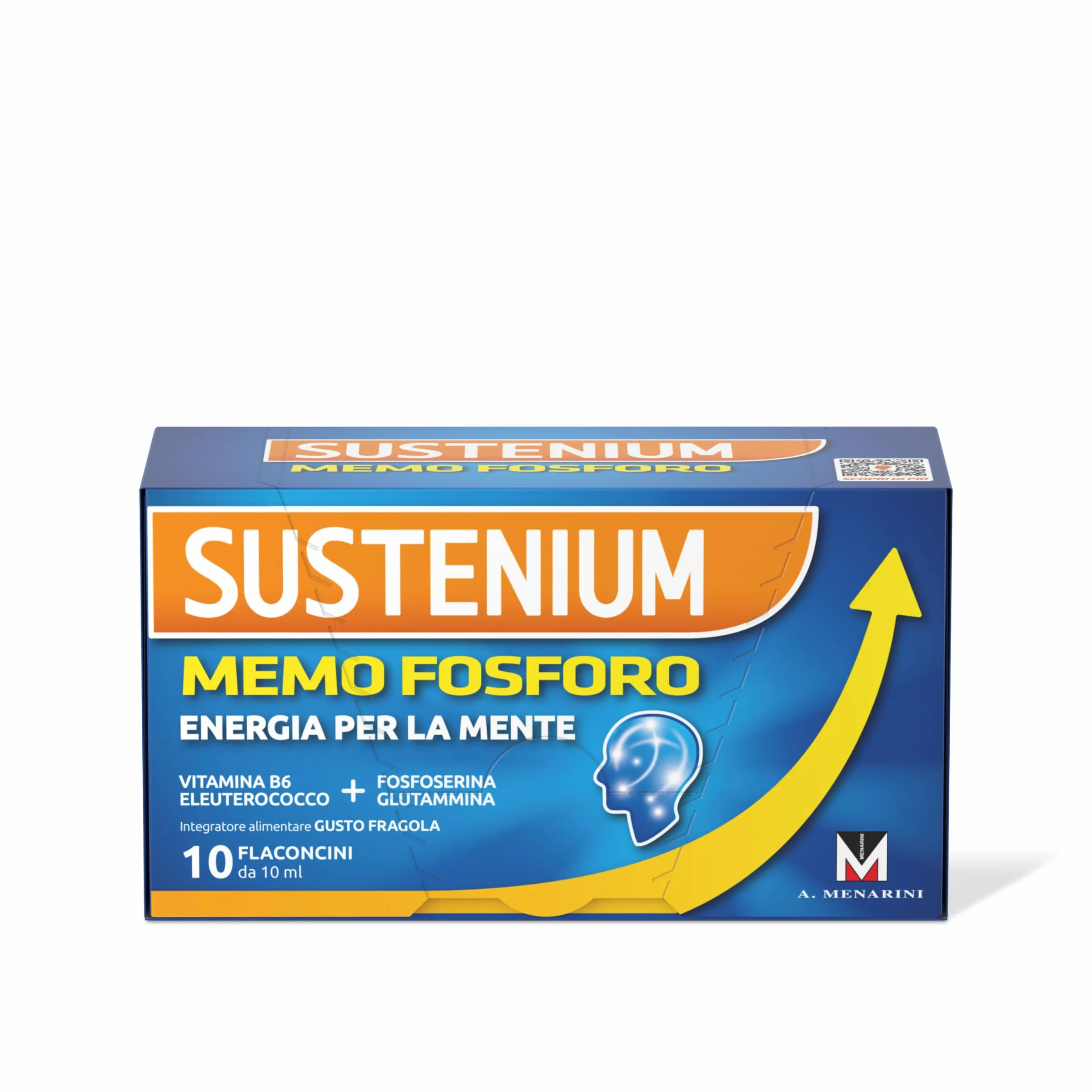Sustenium Memo Fosforo - Integratore alimentare a base di Fosfoserina, Glutammina, Vitamina B6 ed Eleuterococco. Energia per la mente. Confezione da 10 flaconcini (10ml)