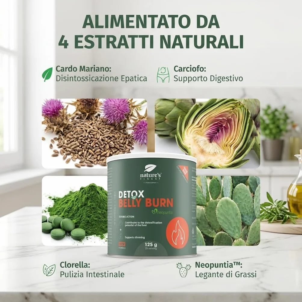 Nature’s Finest Detox Belly Burn Integratore Detox in Polvere 125 g
