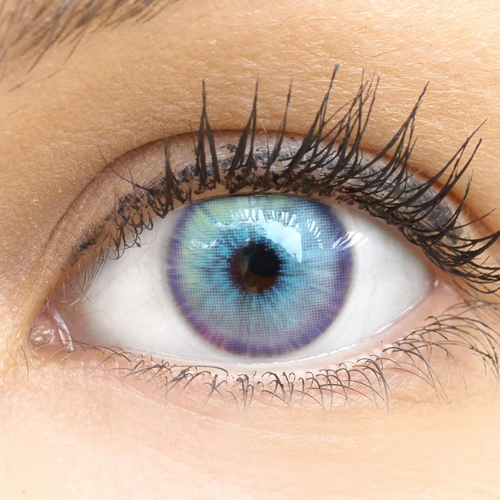 GLAMLENS Lenti a Contatto Colorate Ash Blue Azzurre Mensili, Silicone Idrogel, 2 Pezzi, DIA 14.2, 0.00 Diottrie