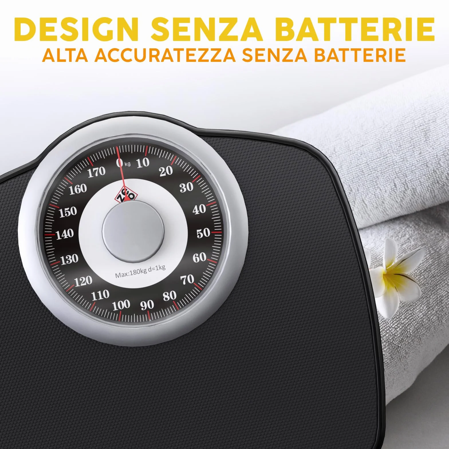 Zeno A25 Bilancia per Peso Corporeo - Fino a 180 KG - Quadrante Da 5,3” SU Piattaforma 31x30cm - Superficie in Gomma Antiscivolo - Bilancia Da Bagno Analogica Ad Precisione - 20 Anni DI Garanzia