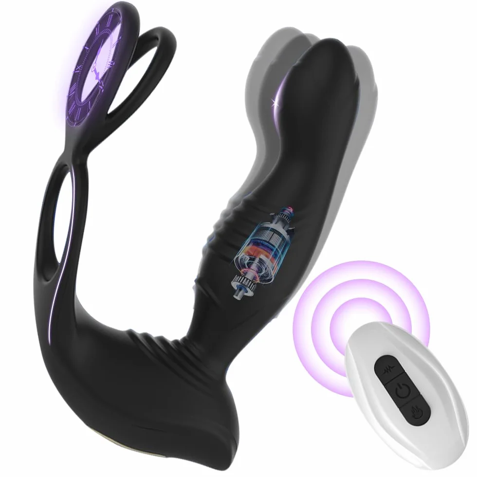 Prostata Vibratore Sexytoys Uomo,Anello Vibrante per Lei e Lui,Vibratore per Uomo con Telecomando, Stimolatore per Clitoride,Dildo Anale Vibratore con 10 Modalità Anal Plug Vibratore per Uomo Sex Toys