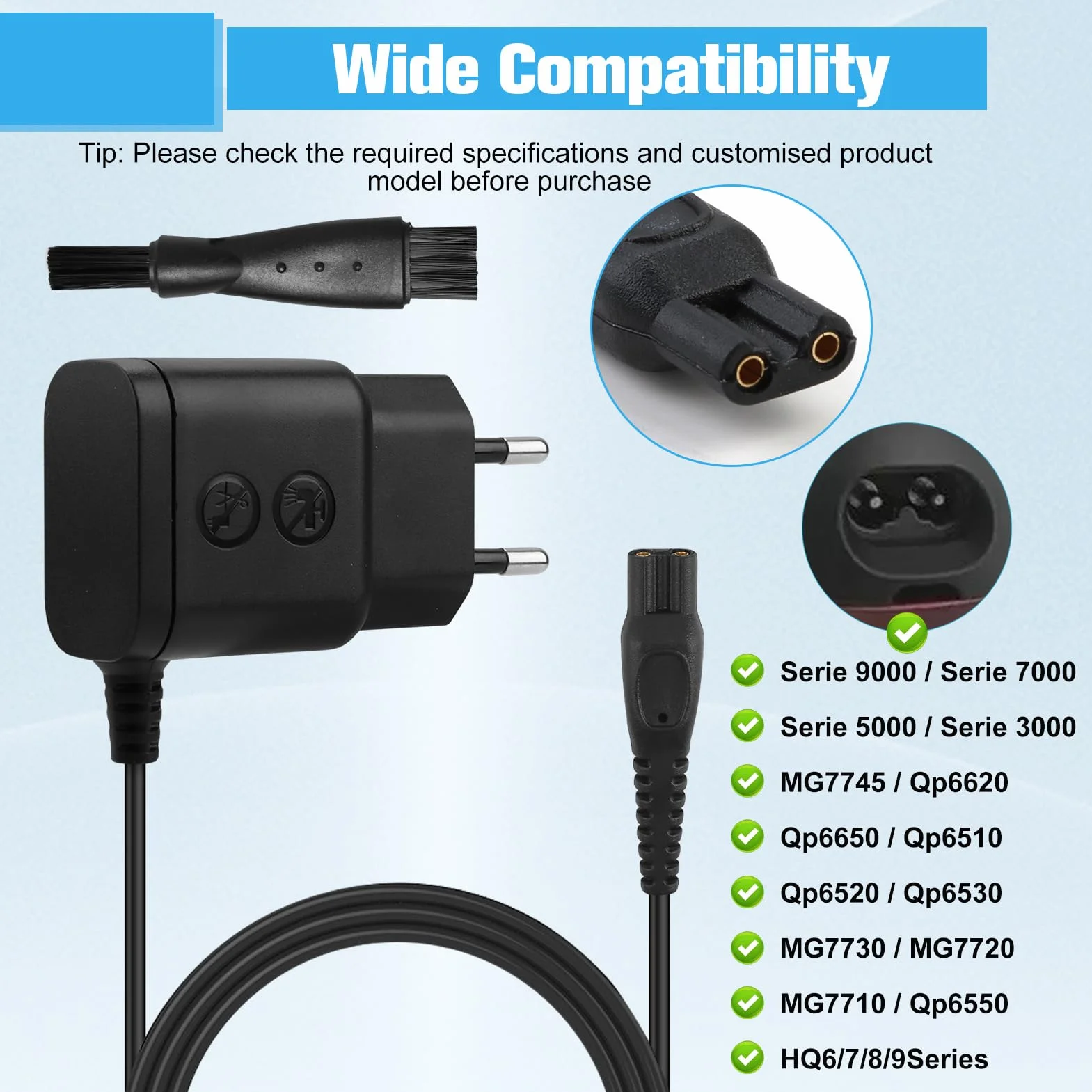 Caricabatterie Philips HQ8505 per Rasoi Elettrici 15V Adattatore