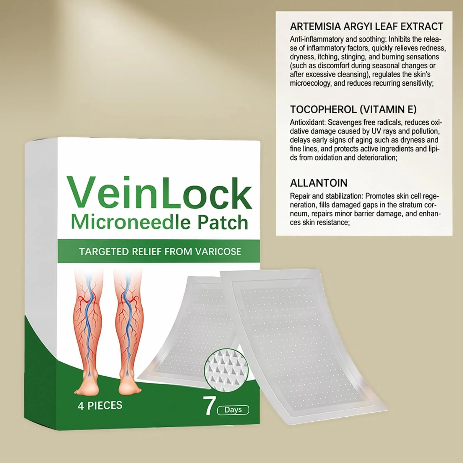 Cerotti Microaghi per la Cura delle Gambe, Patch Trasdermici per Varicosi e Sollievo da Vene Gonfie, Fascia Elastica Traspirante per un'Azione Profonda e Duratura (1)