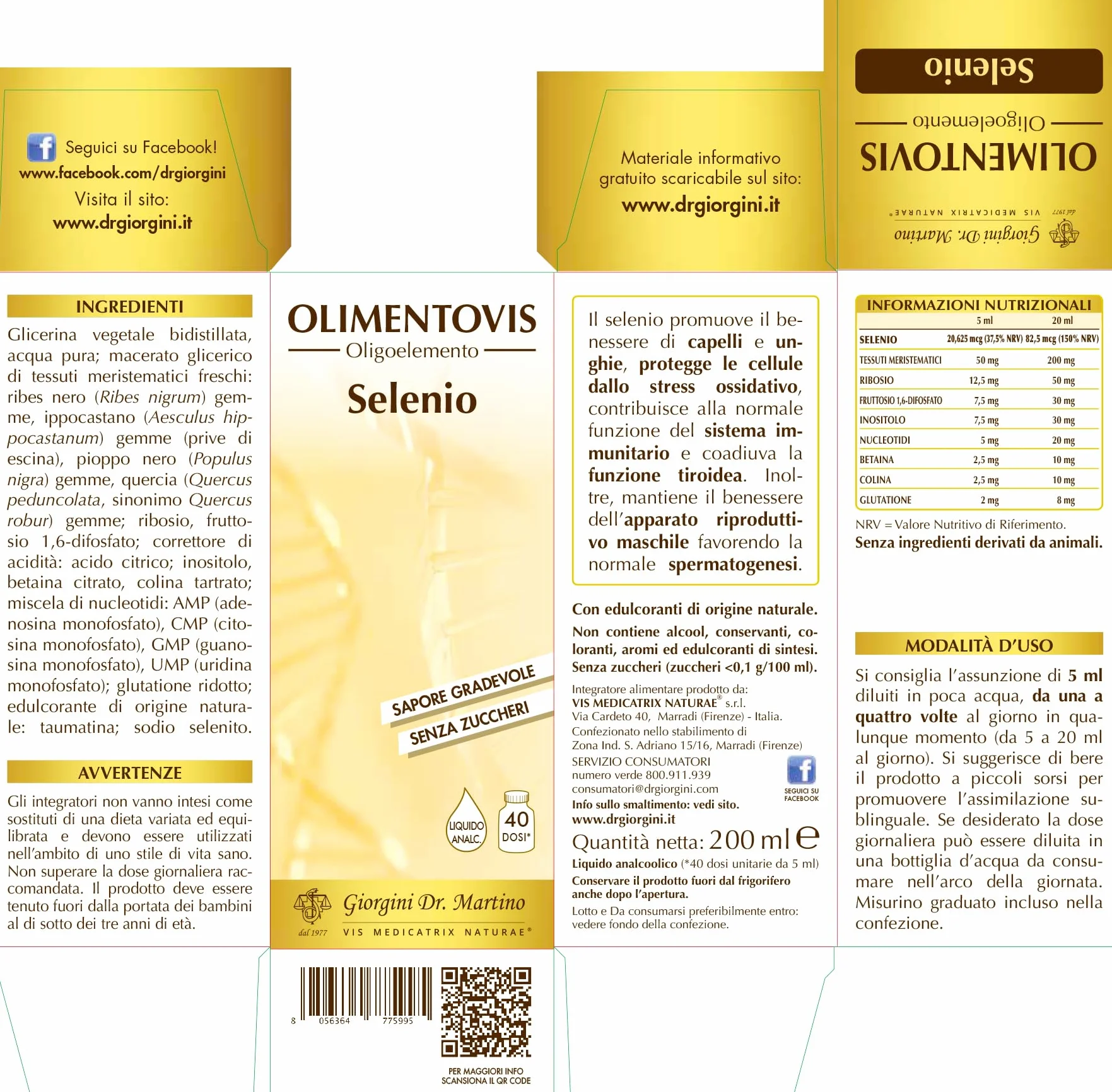 Dr Giorgini SELENIO Olimentovis Liquido Analcoolico - 200 ml