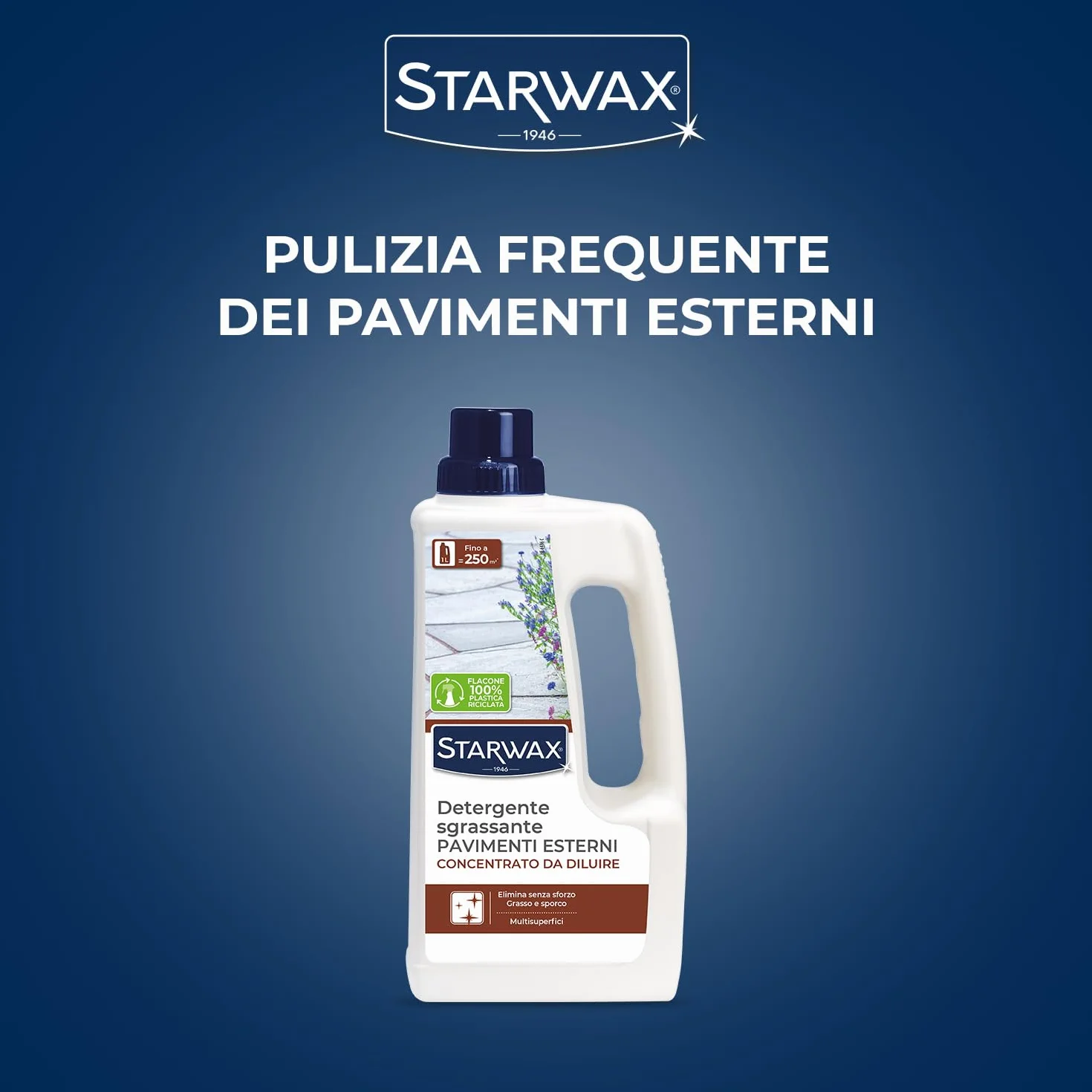 STARWAX Detergente sgrassante pavimenti esterni 1L Concentrato Multisuperfici Fino a 250m²