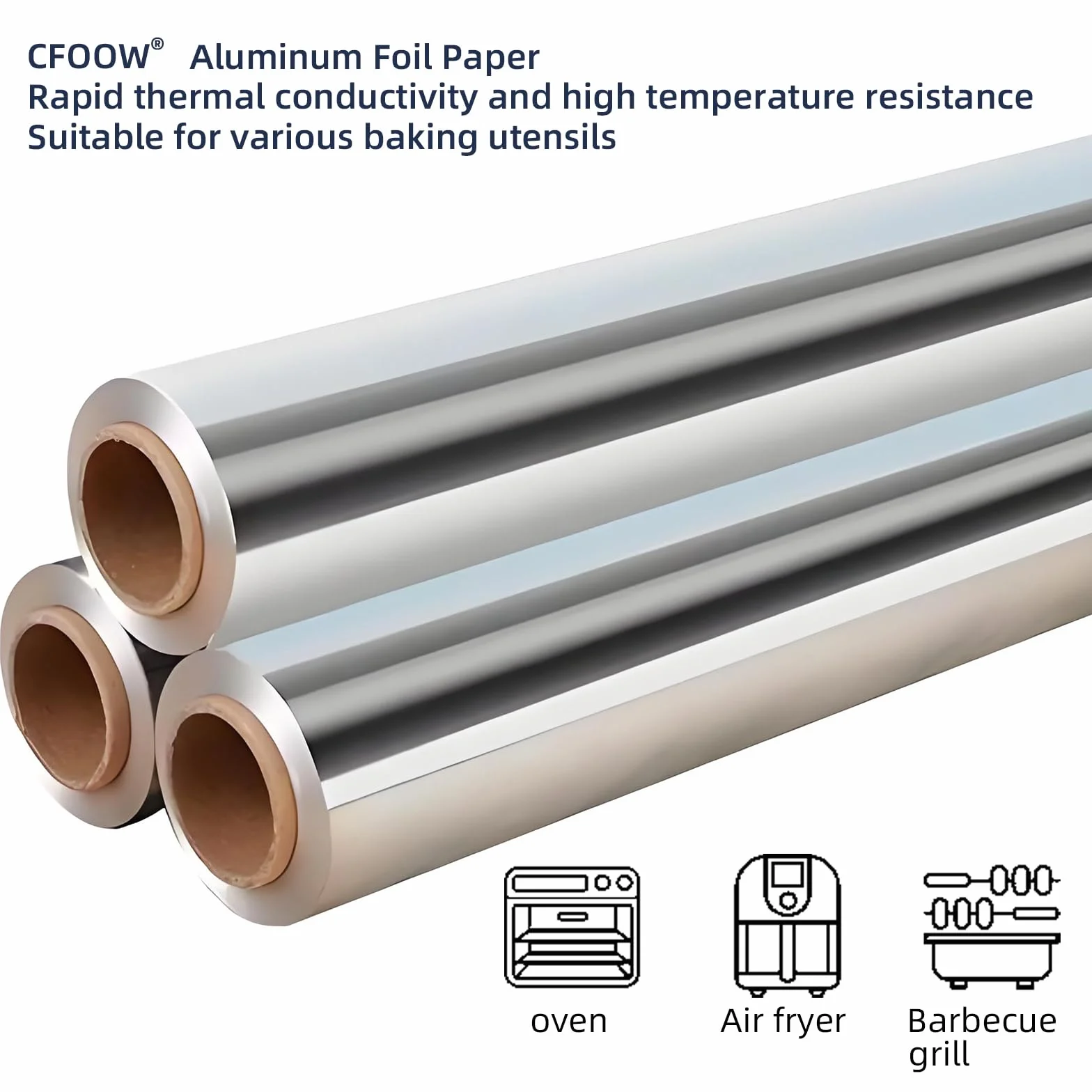 Carta Alluminio Extra Resistente – Spessore 20 Micron – 30 cm x 60 m – Per Airfryer, Forno & Barbecue – Con Taglierino Integrato – Qualità Professionale
