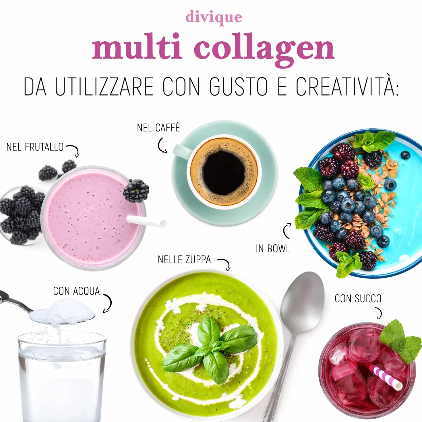 Divique Complesso Premium Polvere di Collagene Tipo 1,2,3,5,10 500g Peptidi Idrolizzati 100% 10.000 mg Insapore