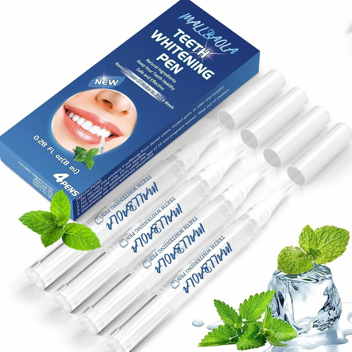 Penna Sbiancante Denti 4 Pezzi Kit Sbiancante Denti Immediato Gel Rimuove Macchie Ingiallimento