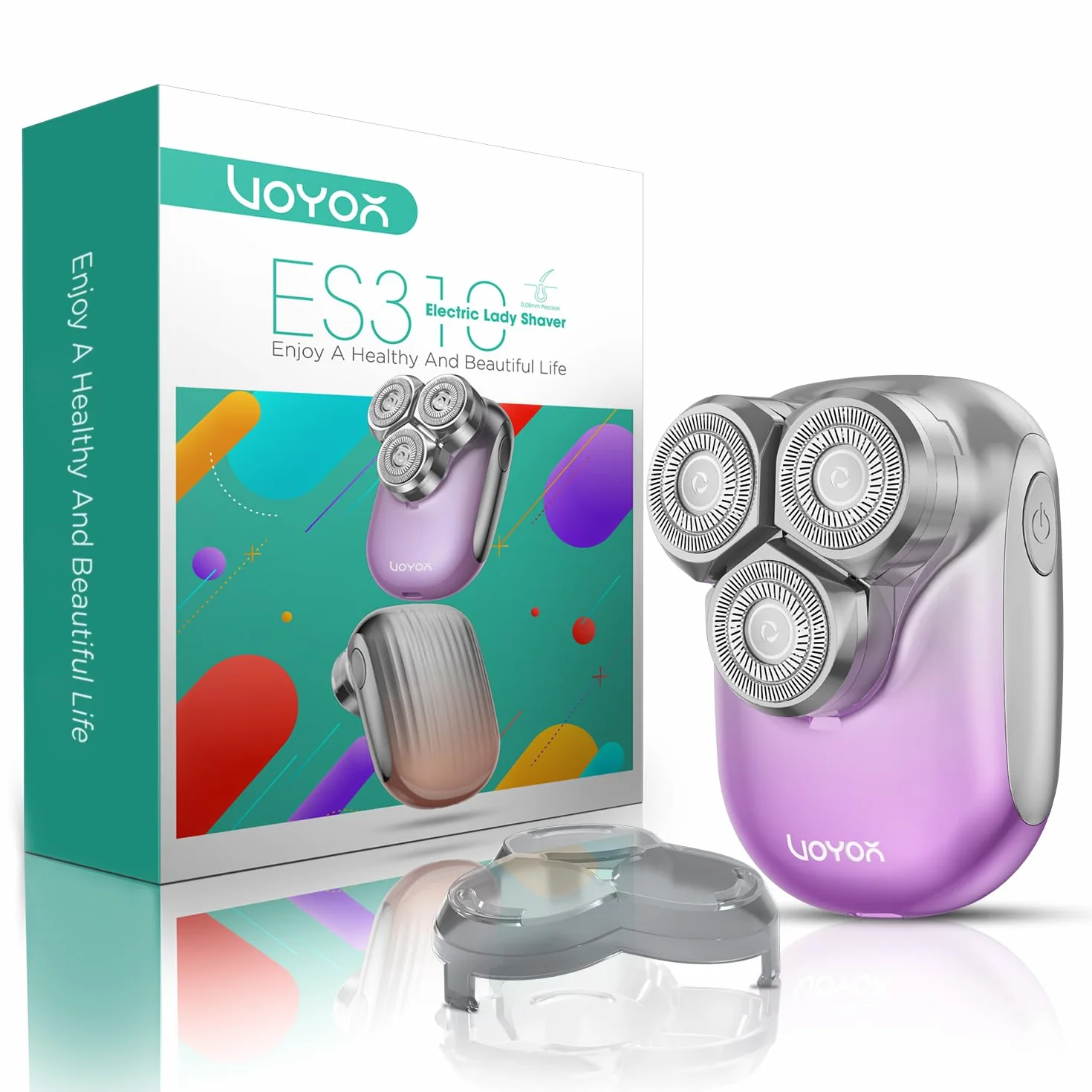 VOYOR Rasoio Elettrico Donna Depilatore Corpo Donna Rasoio Donna Inguine Viso Corpo Braccia Gambe, Impermeabile Rasoio Elettrico Corpo Portatile E Ricaricabile Rasoio Donna Elettrico ES310 (Viola)