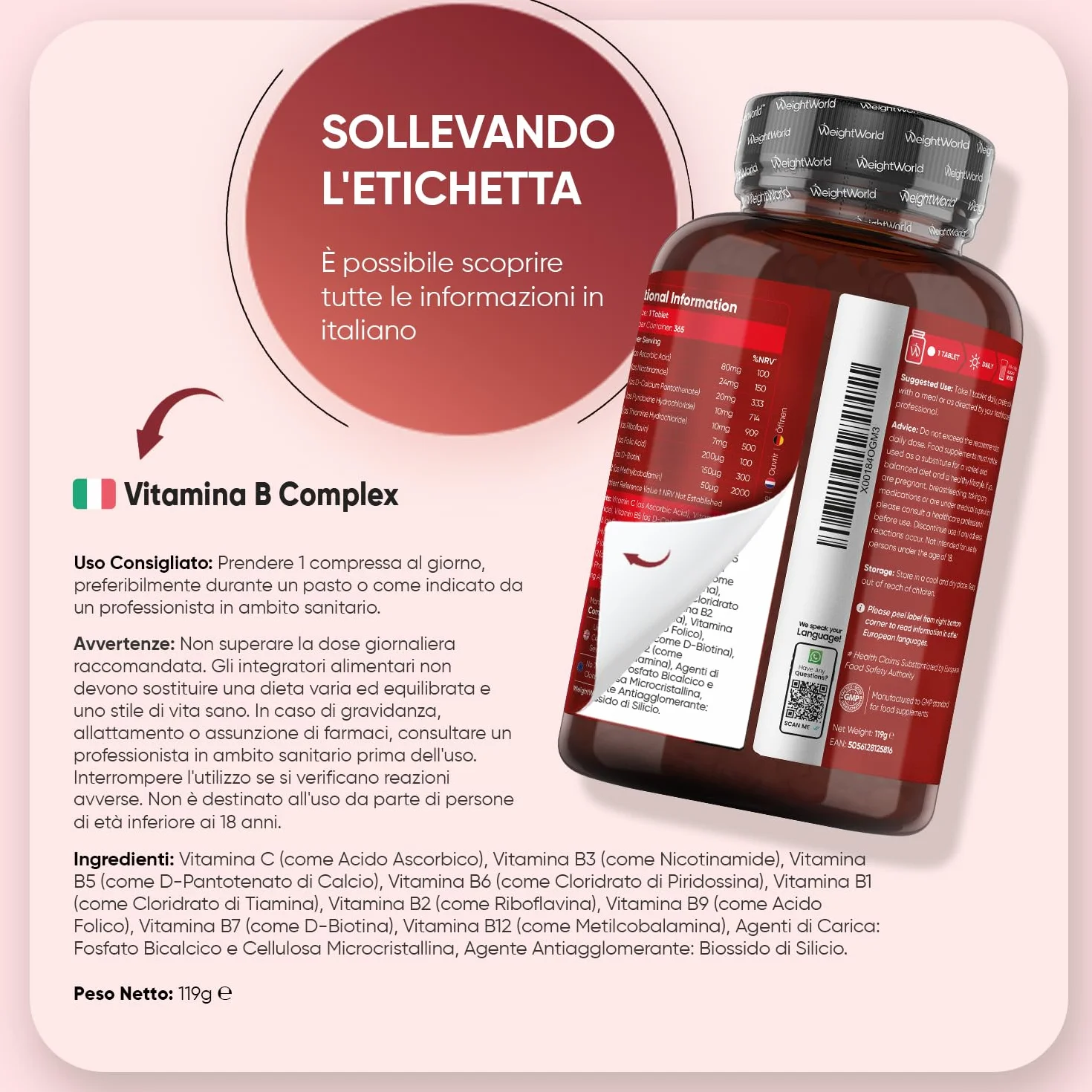 Vitamina B Complex 365 Compresse Vegane con Biotina Acido Folico Vitamina B12 B1 B3 B4 B5 B6 C