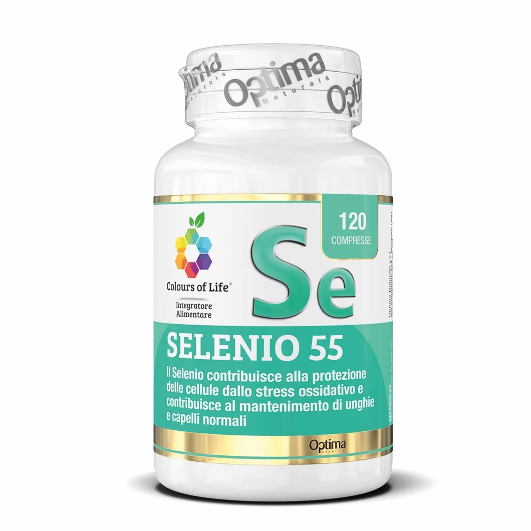 Colours of Life Selenio 55 - Integratore di Selenio - Antiossidante - Mantenimento di unghie e capelli normali - Vegano, 120 compresse