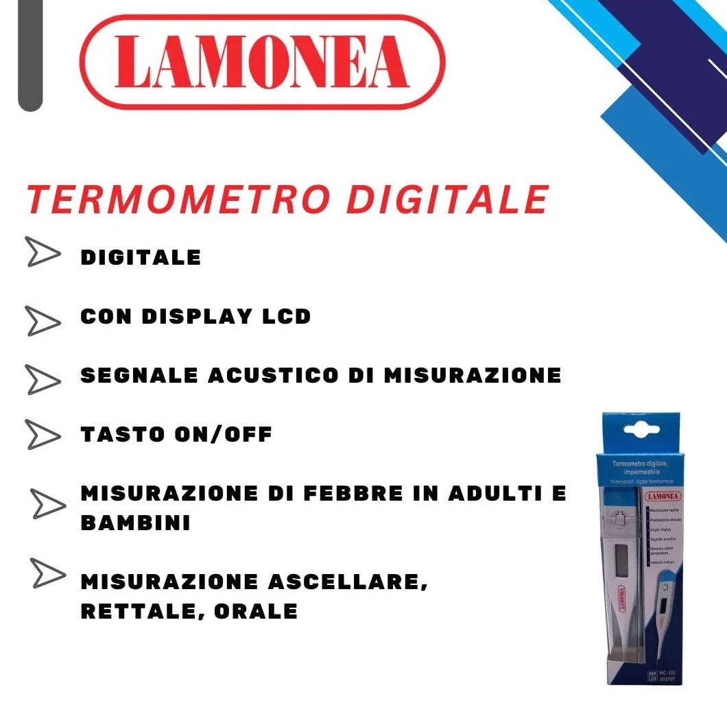 Termometro Digitale MC-101 Impermeabile Preciso Misura Febbre 60 Secondi Display LCS