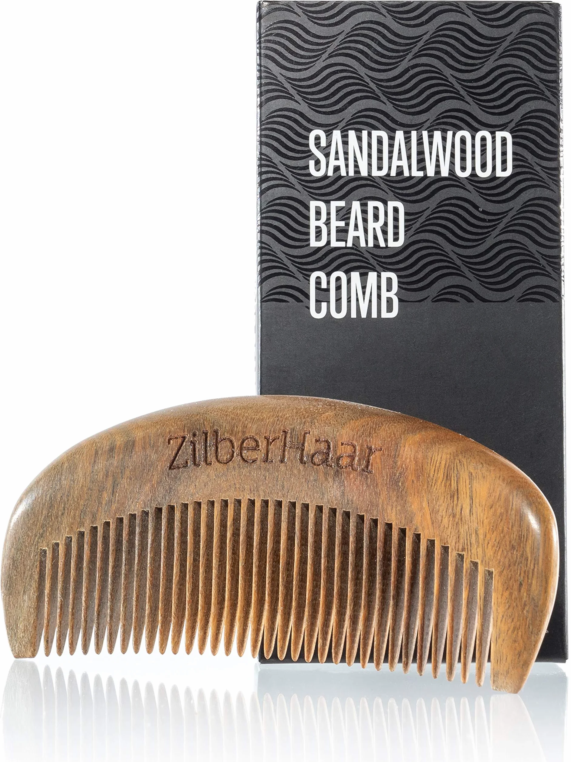 ZilberHaar - Pettine da Barba - 100% Legno di Sandalo Profumato - Accessorio Essenziale per la Cura della Barba per Uomo, Liscia la Barba senza Elettricità Statica - Pettine Fatto a Mano
