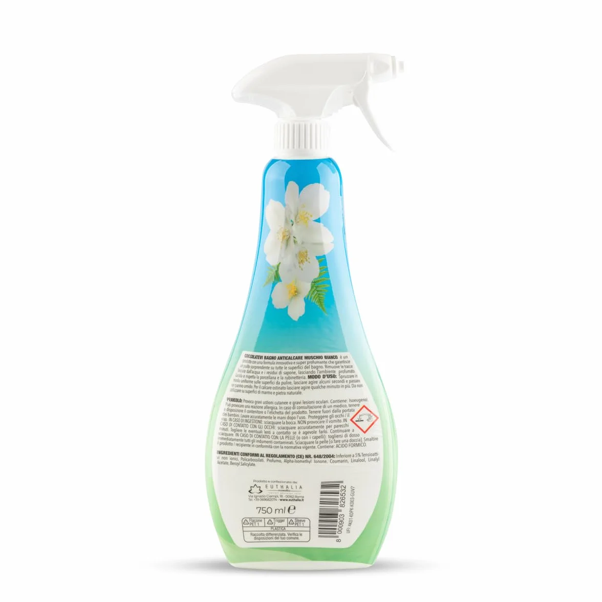 COCCOLATEVI Spray Anticalcare Bagno Muschio Bianco 750 ml x 3 Detergente Bagno