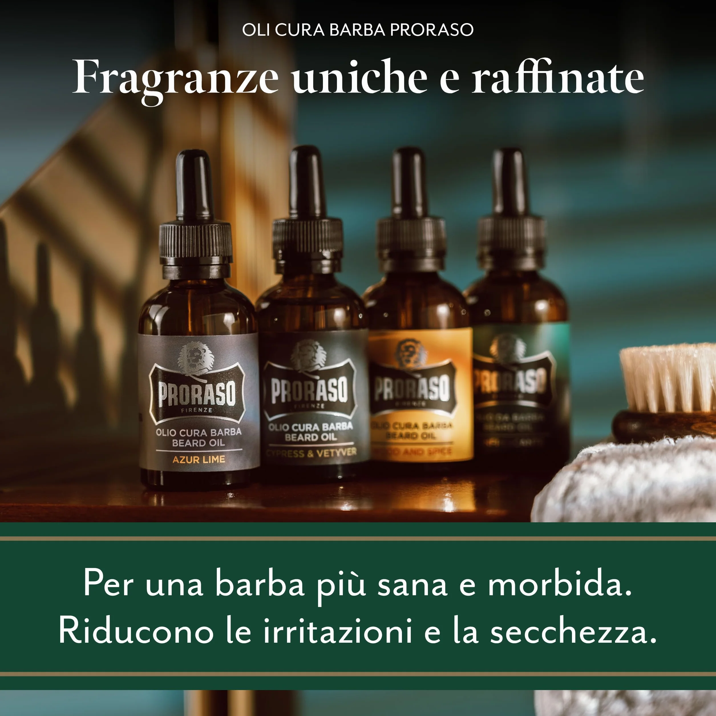 Proraso Olio Cura Barba Wood and Spice 30ml Olio da barba uomo ammorbidente nutriente Made in Italy