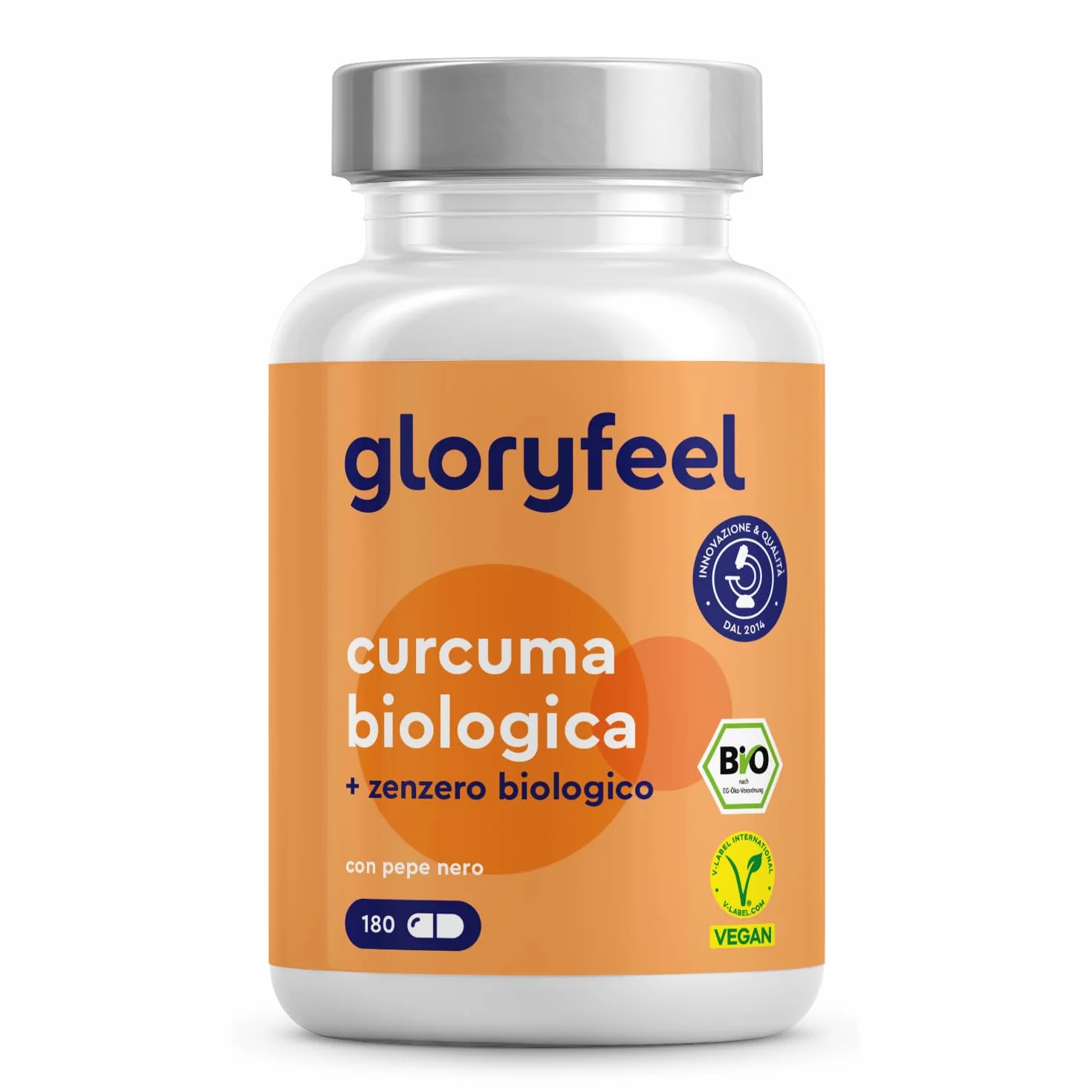 Curcuma Alto Dosaggio 3330 mg 180 Capsule Curcumina Pepe Nero Zenzero Integratore Bio Antiossidante