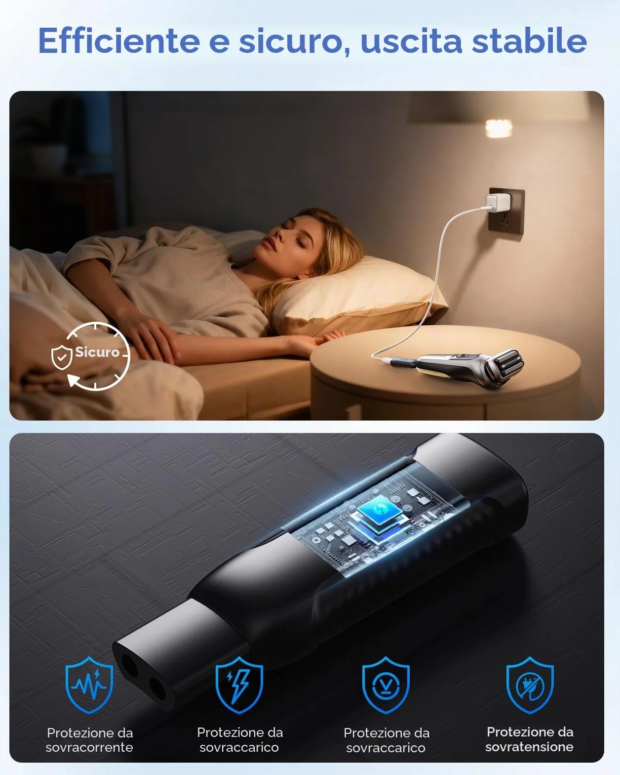 Braun Rasoio Elettrico Adattatore di Ricarica Mini Type-C 3.5V/12V Serie 1/3/5/6/7/9/XT5 USB-C