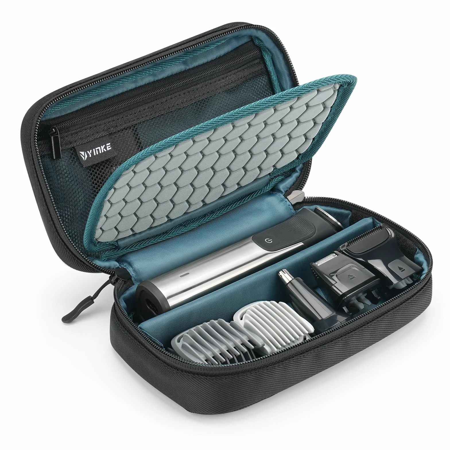 Yinke Custodia da viaggio per rasoio Multigroom serie 3000/5000/7000/9000, rasoio elettrico da uomo con regolabarba e accessori, borsa organizer da viaggio (nero)