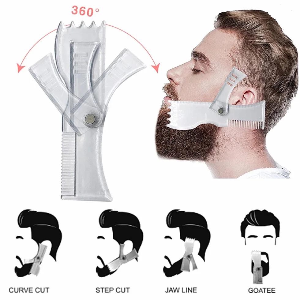 Stencil per barba per bucino, baffi, zampe, peli del viso, guida per toelettatura da uomo