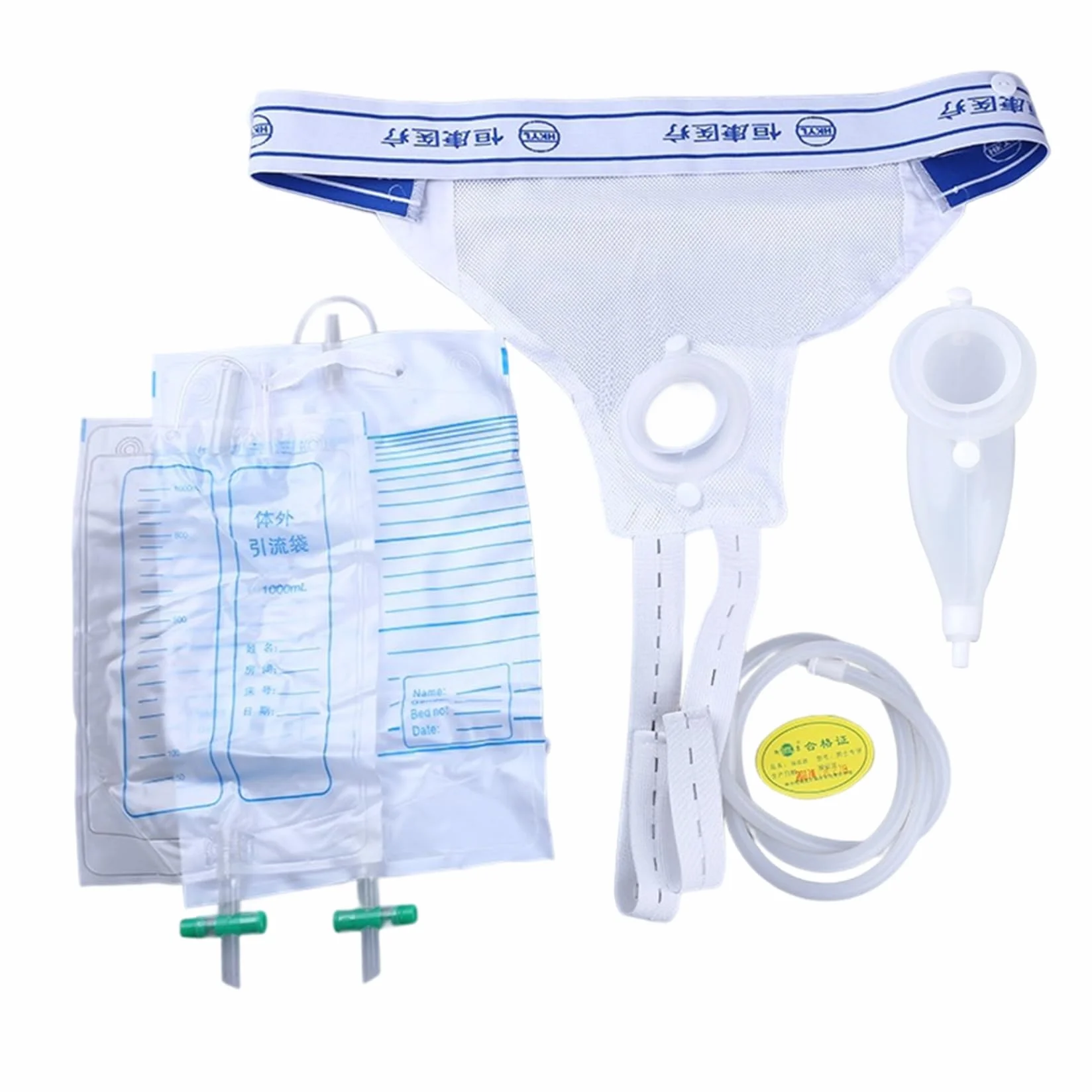 Collezionista di urina, catetere esterno per uomini, collezionista di urine maschili in silicone traspirante con sacca da 2 pcs 1000/2000 ml, sacchetti di catetere portatile riutilizzabili per uomi