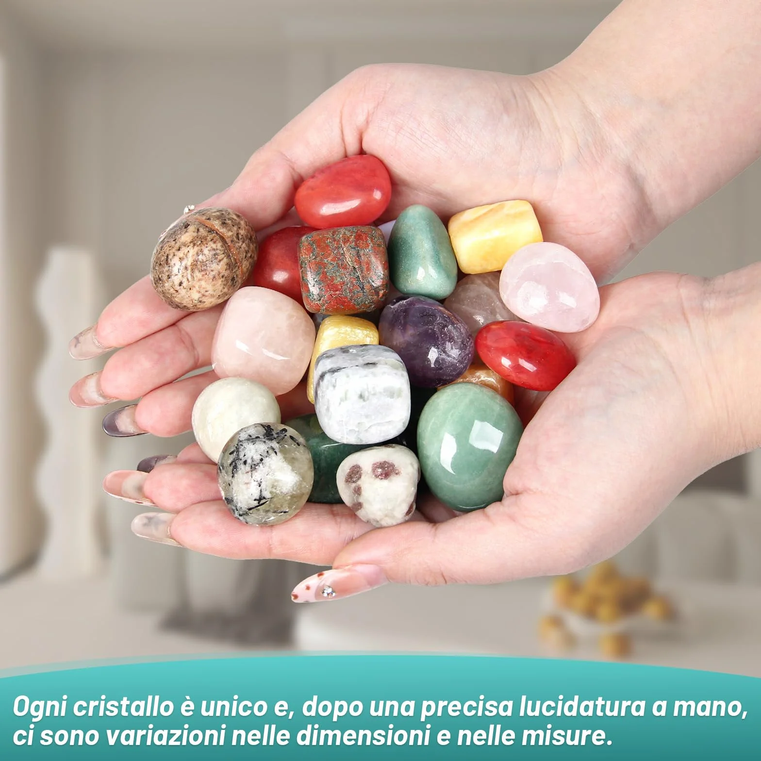 Pietre burattate miste colori caldi 1600g 2-3cm kryształy naturalne Reiki Wicca