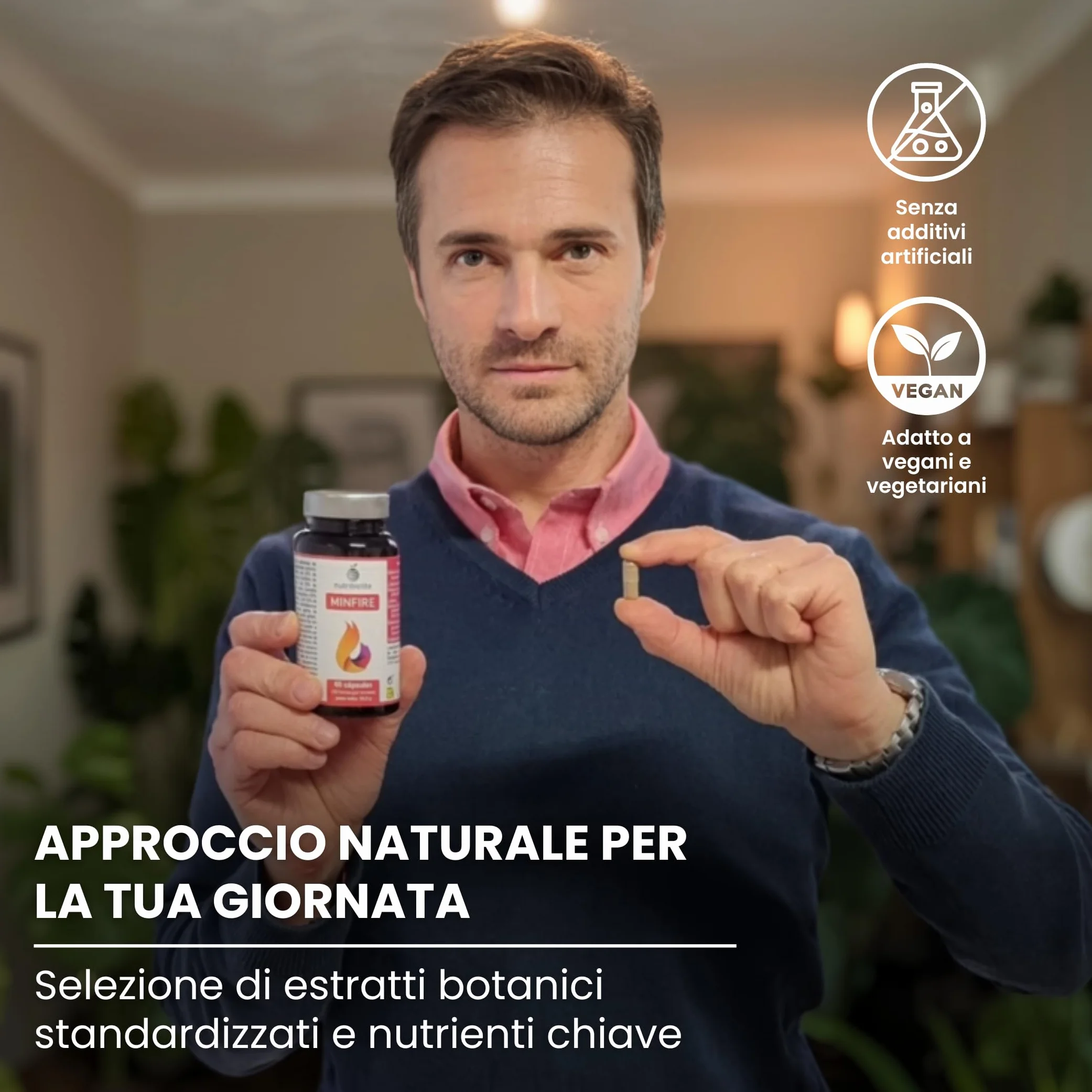 Nootropico naturale senza caffeina - Bacopa, Criniera di Leone, Colina, Ginkgo, Tè verde, Fosfatidilserina – Memoria, Concentrazione e Affaticamento Mentale - Senza additivi - Minfire Nutribiolite