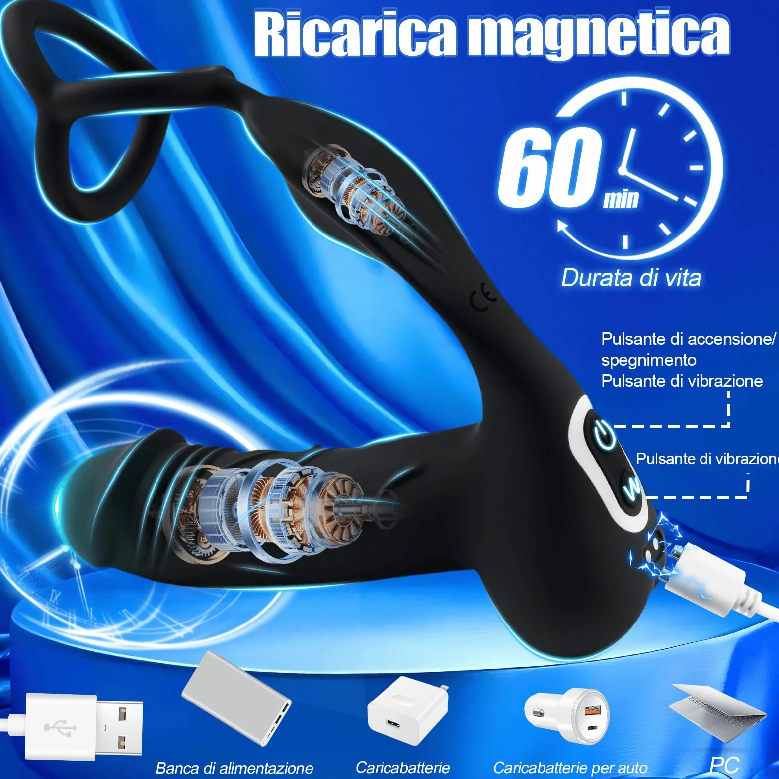 Vibratore Anale Stimolatore Prostata per Uomo Massaggiatore Prostatico Dilatatore Uomo con Anello per Pene Anale Vibratore con Telecomando Massaggiatori Dildo Vibratori Silicone Giocattoli Sessuali