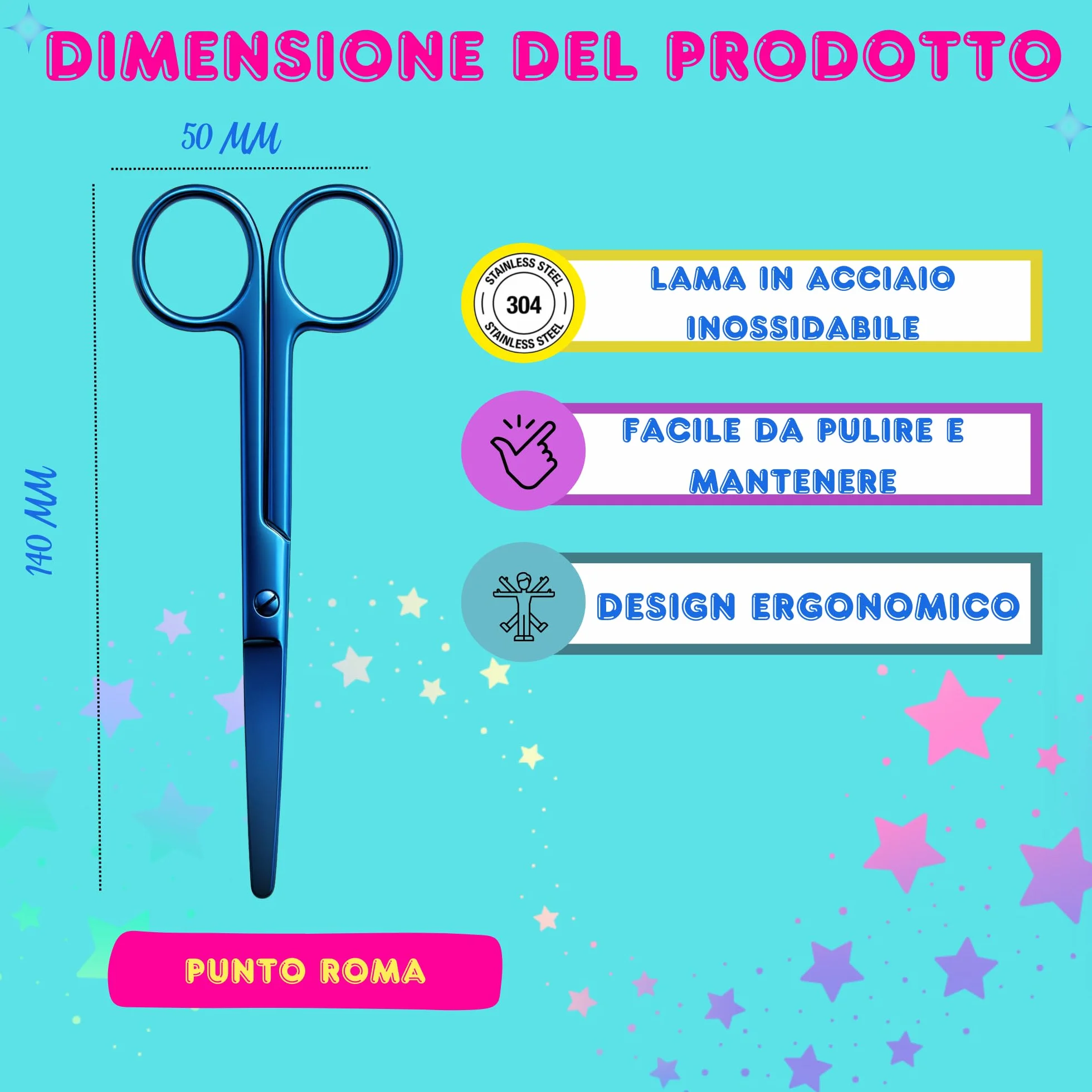 YUME Forbici da Infermiere in Acciaio Inox Punta Arrotondata Professionali Mayo con Portachiavi Retrattile (AZUL)